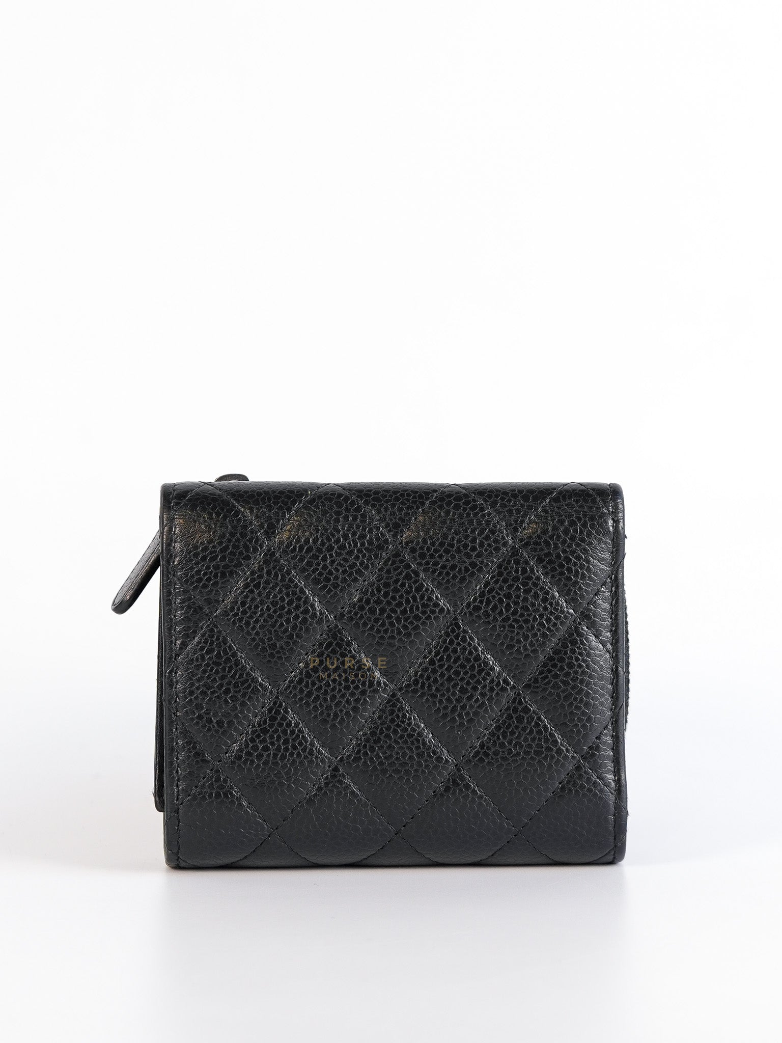 Tri-Fold Wallet in Caviar Leather and Silver Hardware Series 21 | Purse Maison Luxury Bags Shop
