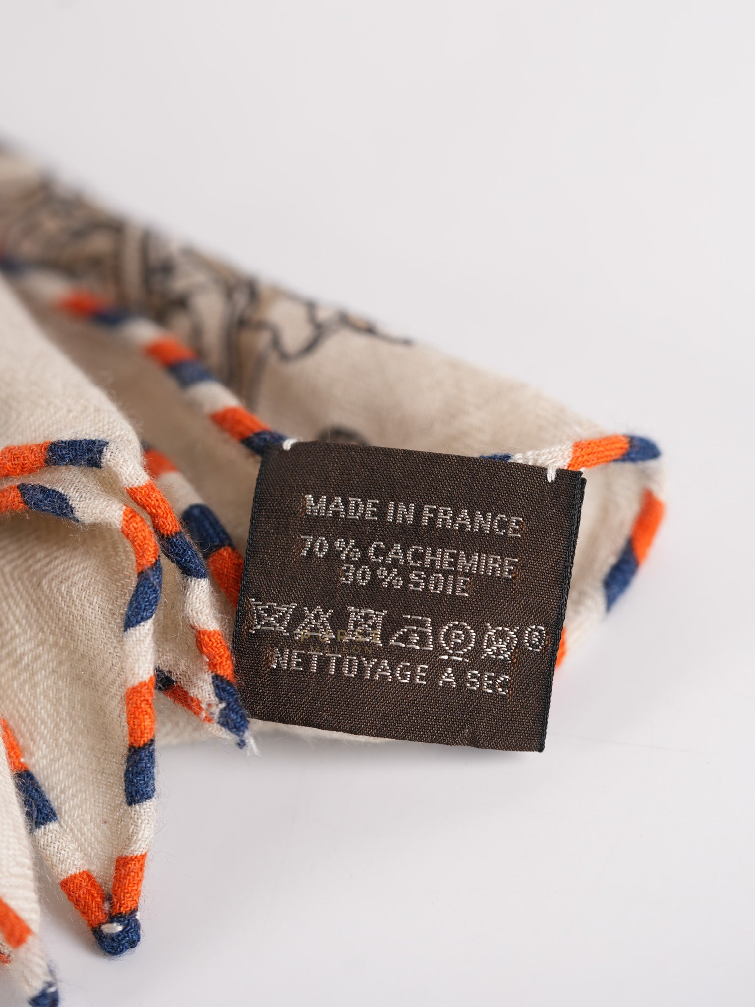 Triangle Cashmere Scarf in Cream (227cm x 109cm) | Purse Maison Luxury Bags Shop