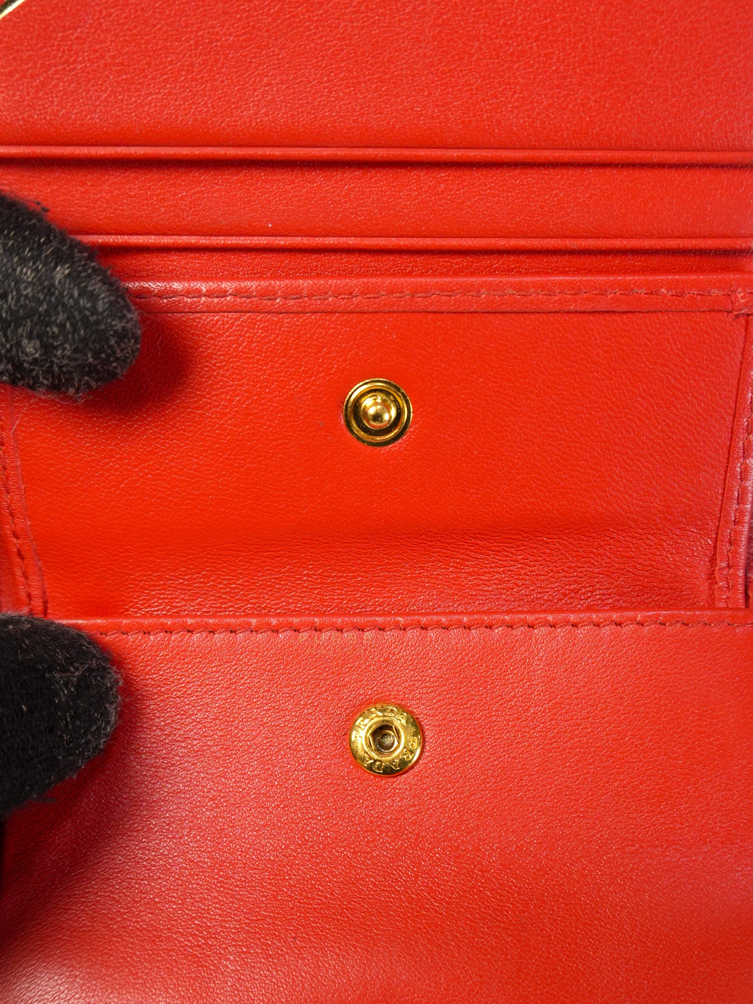 Triangle Logo Card Holder in Red Vitello Move Leather | Purse Maison Luxury Bags Shop