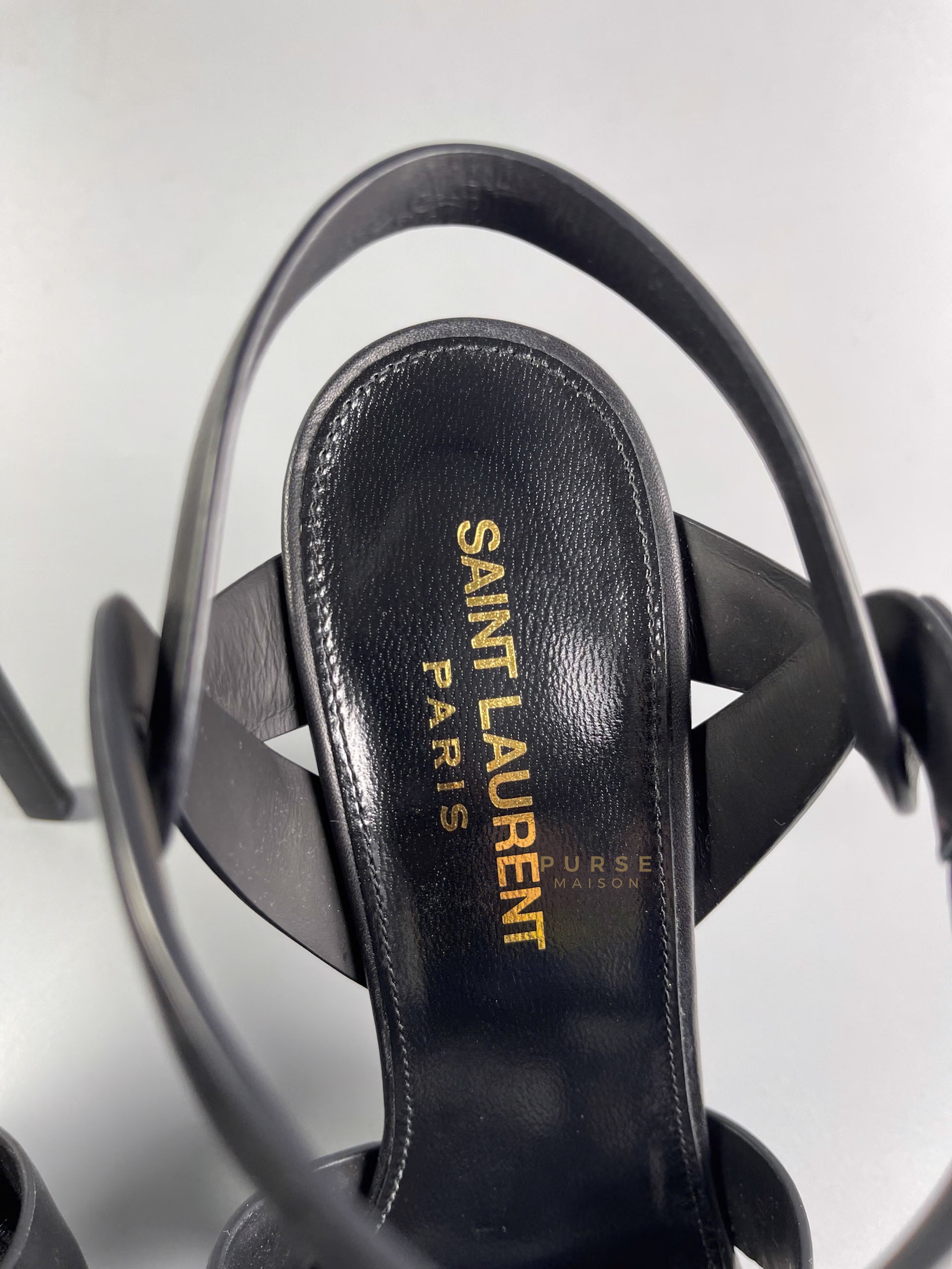 Tribute Black Leather High Heels Sandals Size 35 EU (23cm) | Purse Maison Luxury Bags Shop