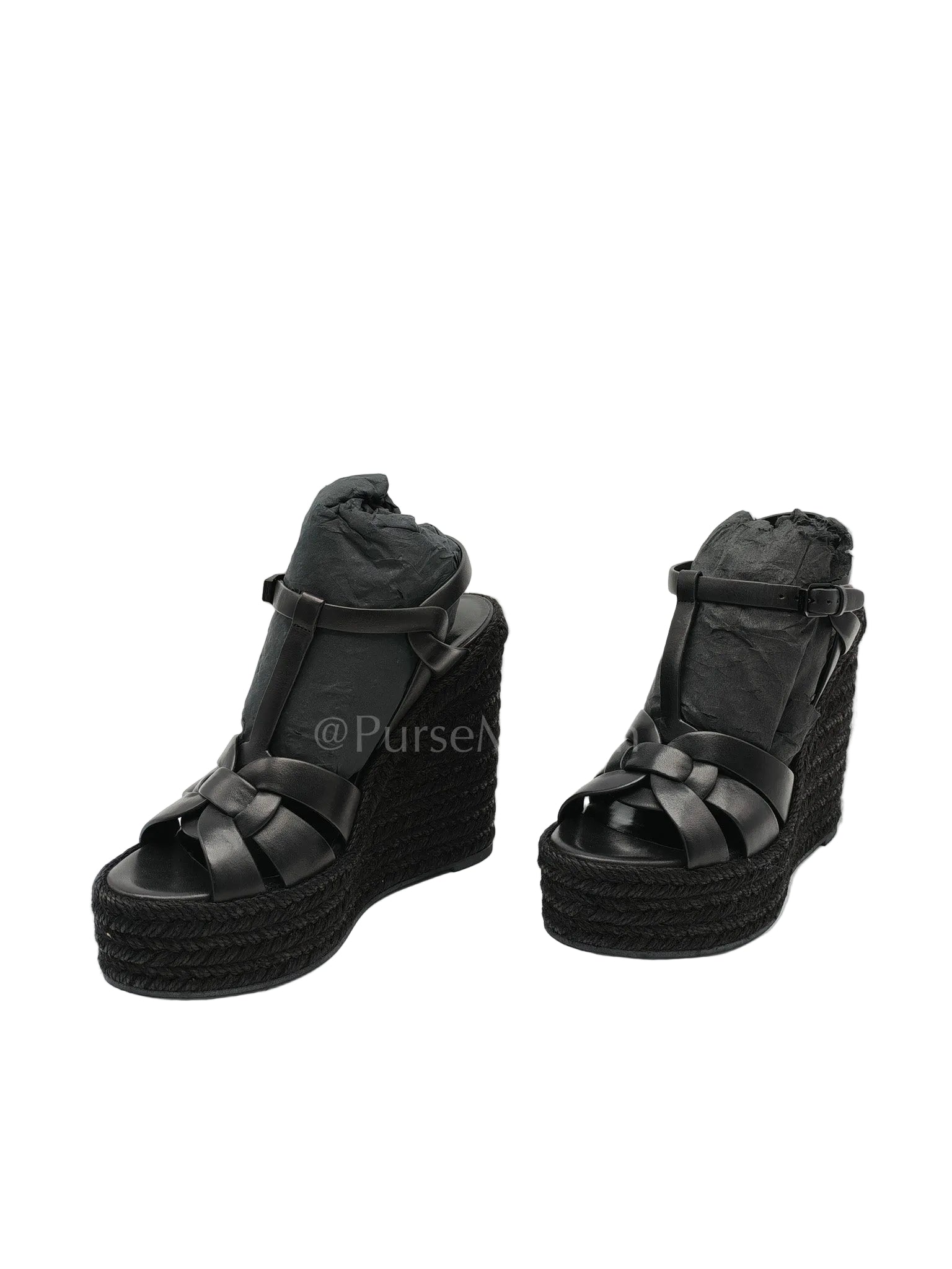 Tribute Espadrille Wedge Sandals in Black Size 37 EU (23cm) | Purse Maison Luxury Bags Shop