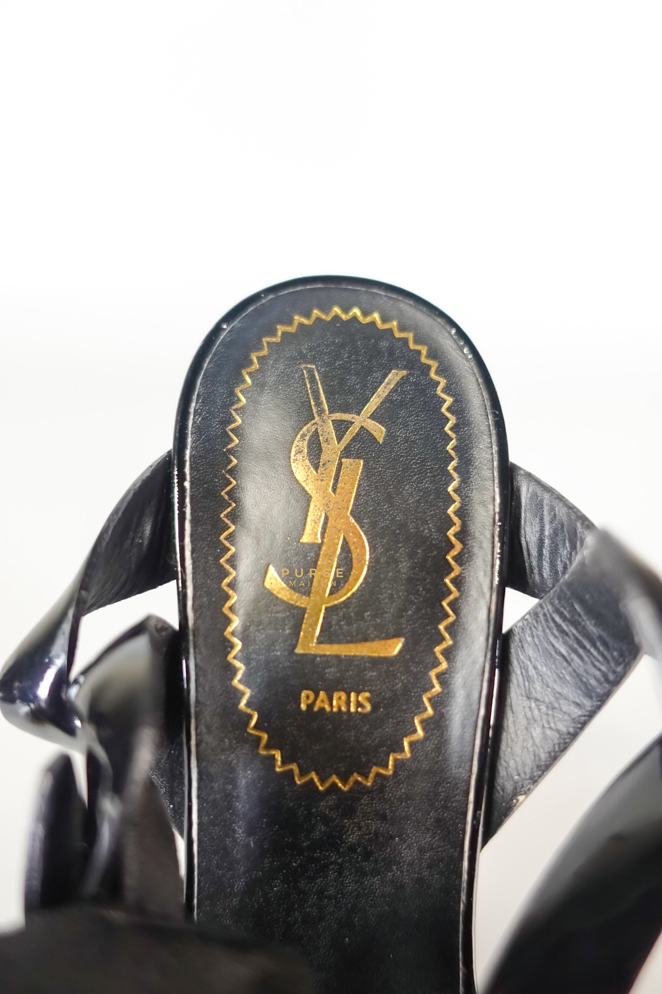 Tribute Leather Platform Sandal Patent Black High Heels (Size 36EU 23cm) | Purse Maison Luxury Bags Shop