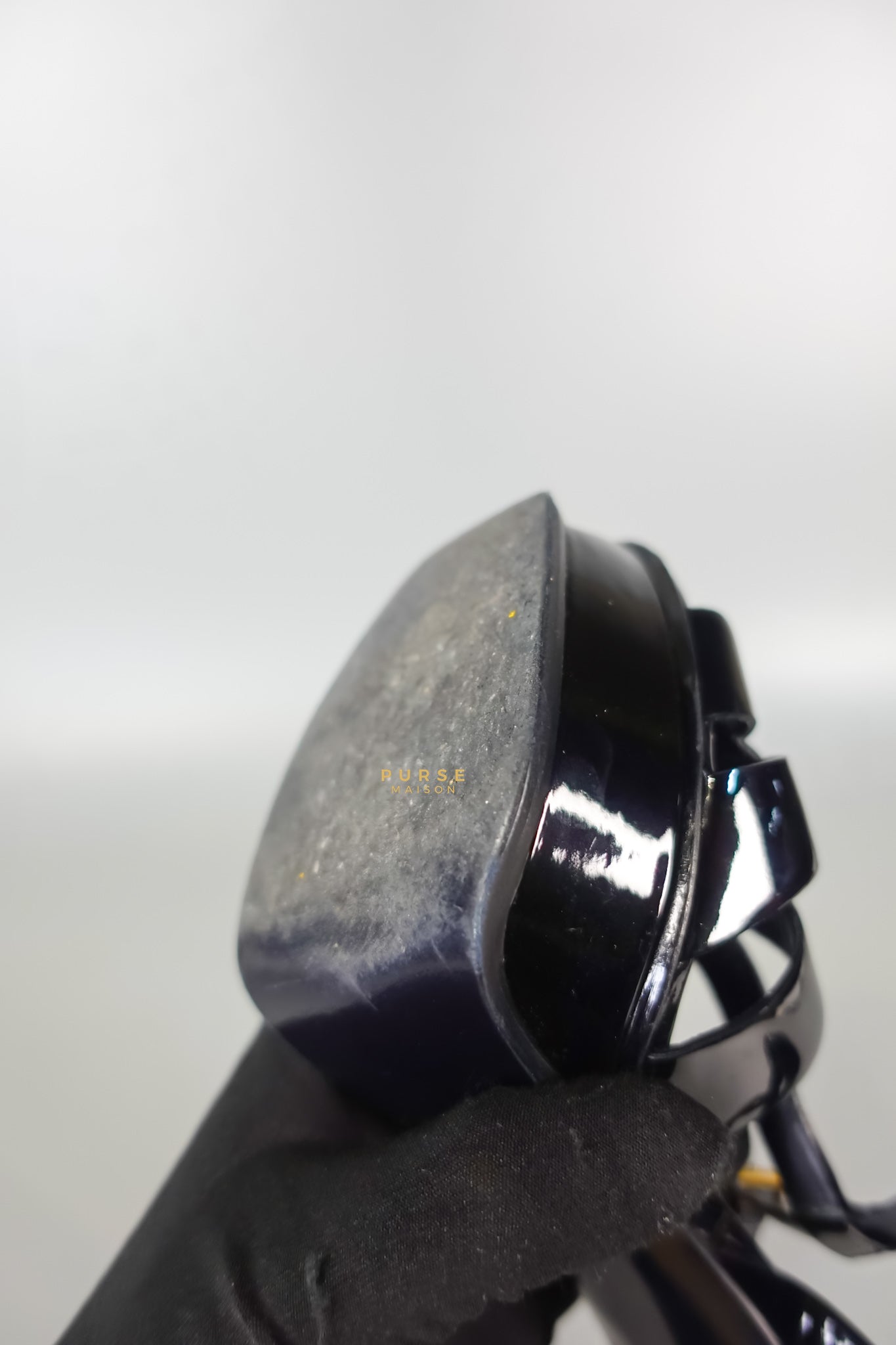 Tribute Leather Platform Sandal Patent Black High Heels (Size 36EU 23cm) | Purse Maison Luxury Bags Shop