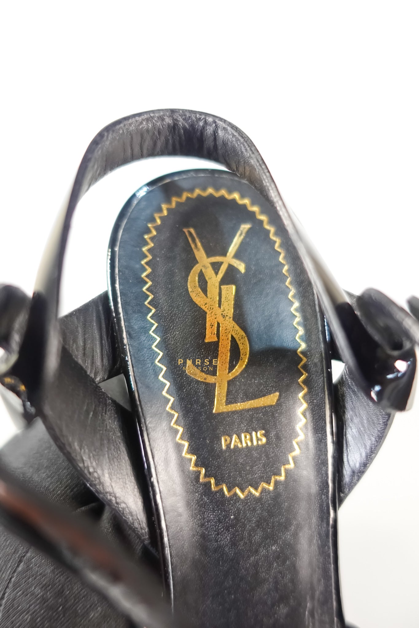 Tribute Leather Platform Sandal Patent Black High Heels (Size 36EU 23cm) | Purse Maison Luxury Bags Shop