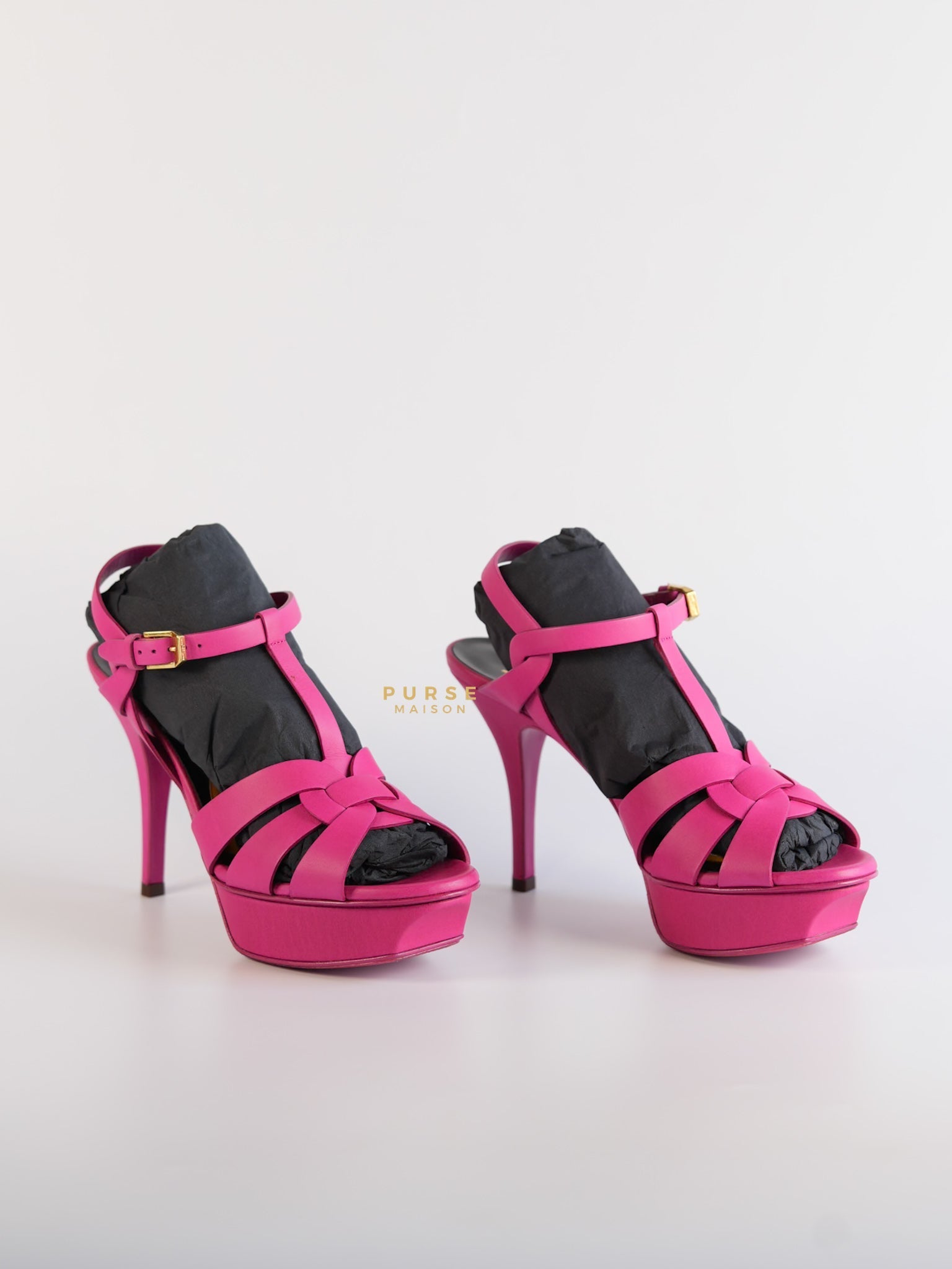 Tribute Pink Leather High Heels Sandals Size 36 EU | Purse Maison Luxury Bags Shop