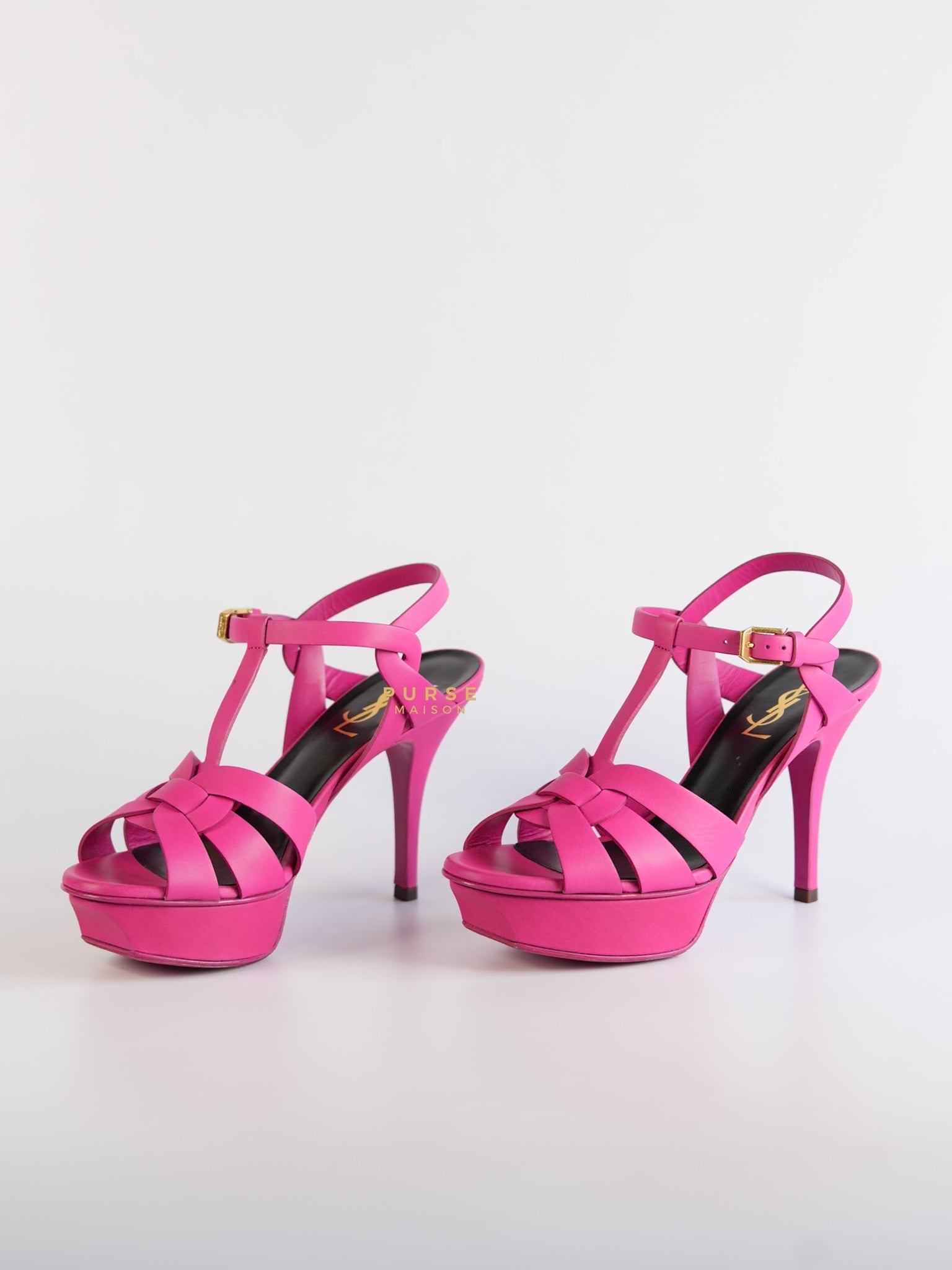 Tribute Pink Leather High Heels Sandals Size 36 EU (25cm) |