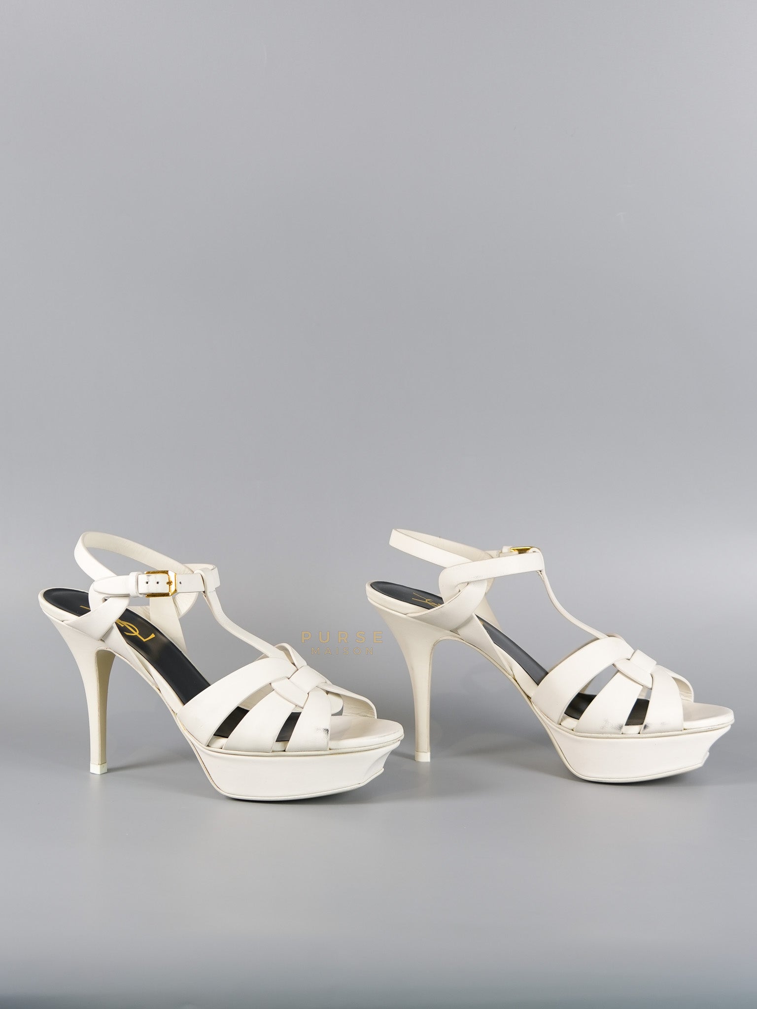 Tribute Platform White Heels Sandals Size 37 EU(23.2cm) | Purse Maison Luxury Bags Shop