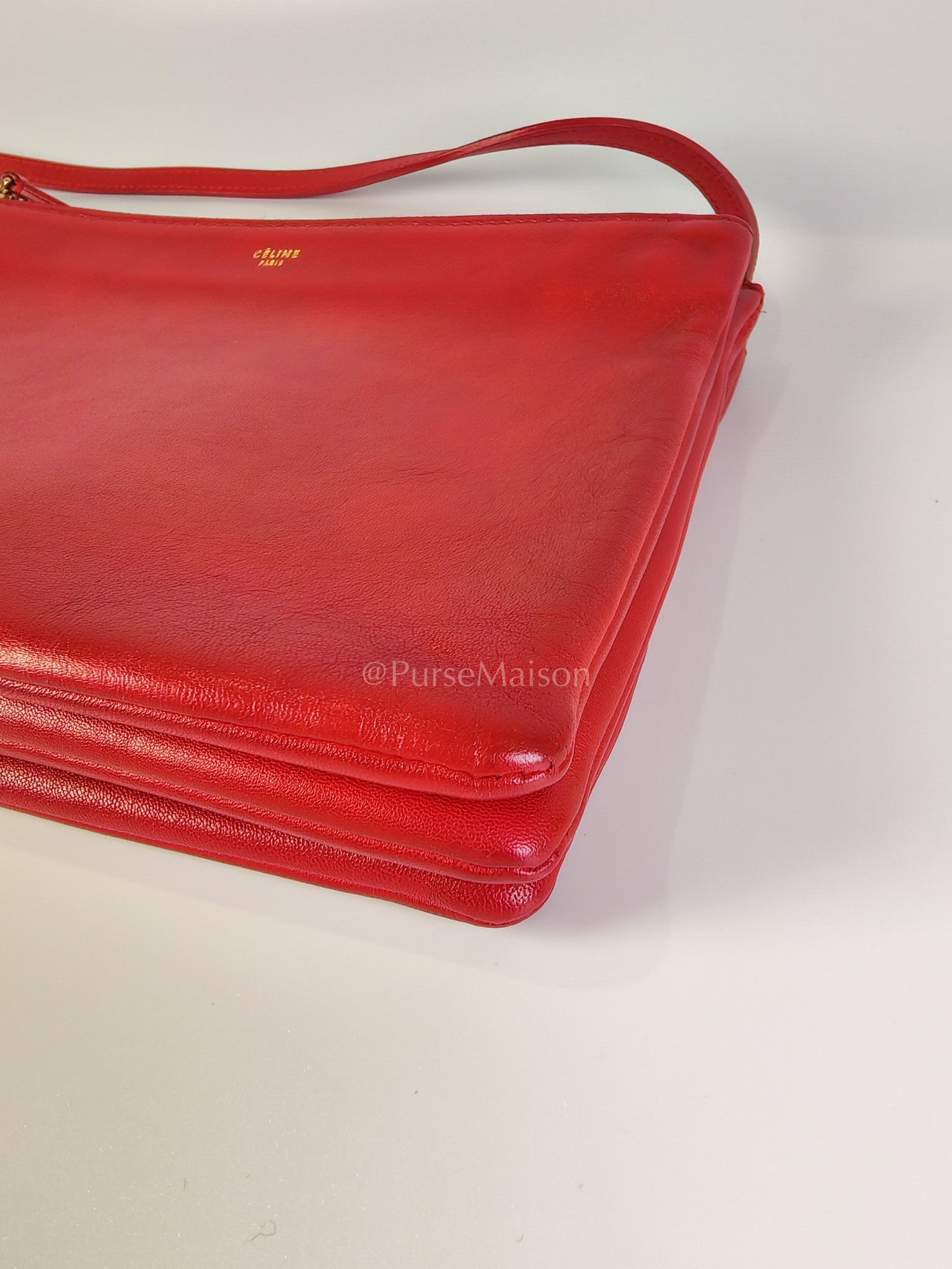 Trio Bag in Red Calfskin Leather Crossbody Bag | Purse Maison Luxury Bags Shop