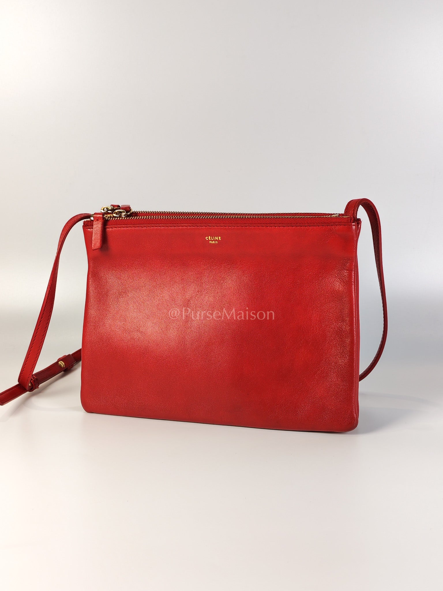 Trio Bag in Red Calfskin Leather Crossbody Bag | Purse Maison Luxury Bags Shop