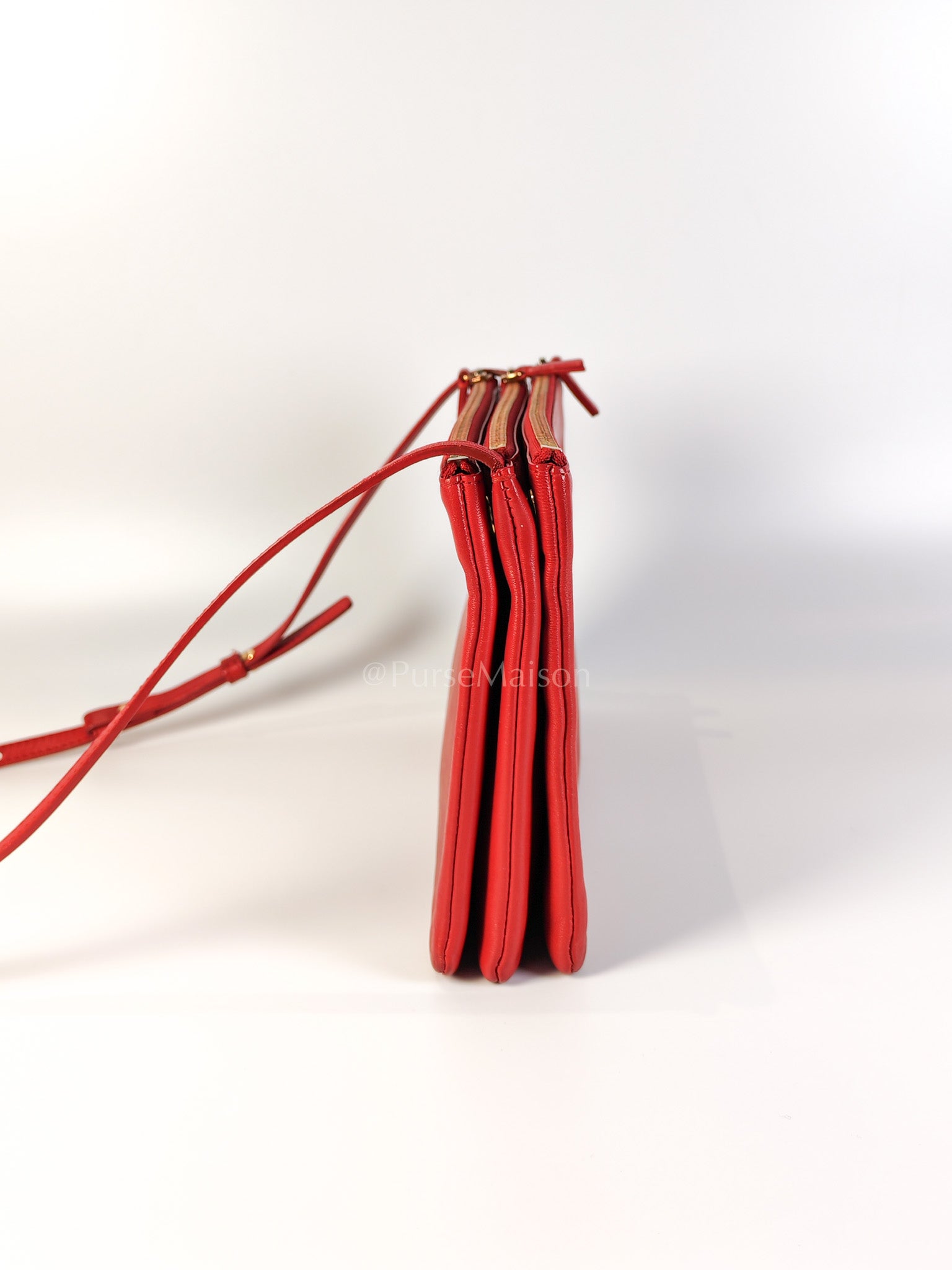Trio Bag in Red Calfskin Leather Crossbody Bag | Purse Maison Luxury Bags Shop