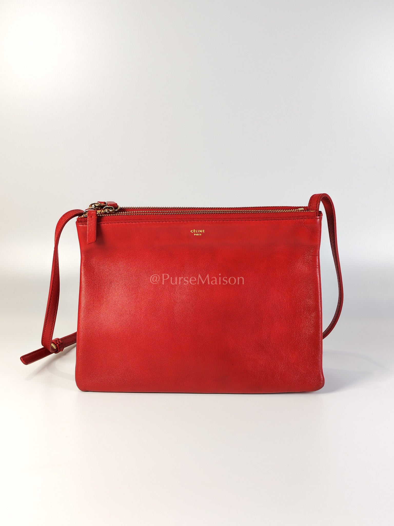 Trio Bag in Red Calfskin Leather Crossbody Bag | Purse Maison Luxury Bags Shop