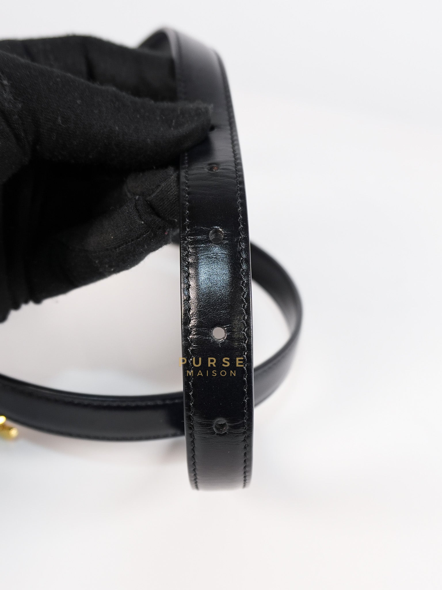 Triomphe Belt in Black & Gold Hardware Size 85 | Purse Maison Luxury Bags Shop