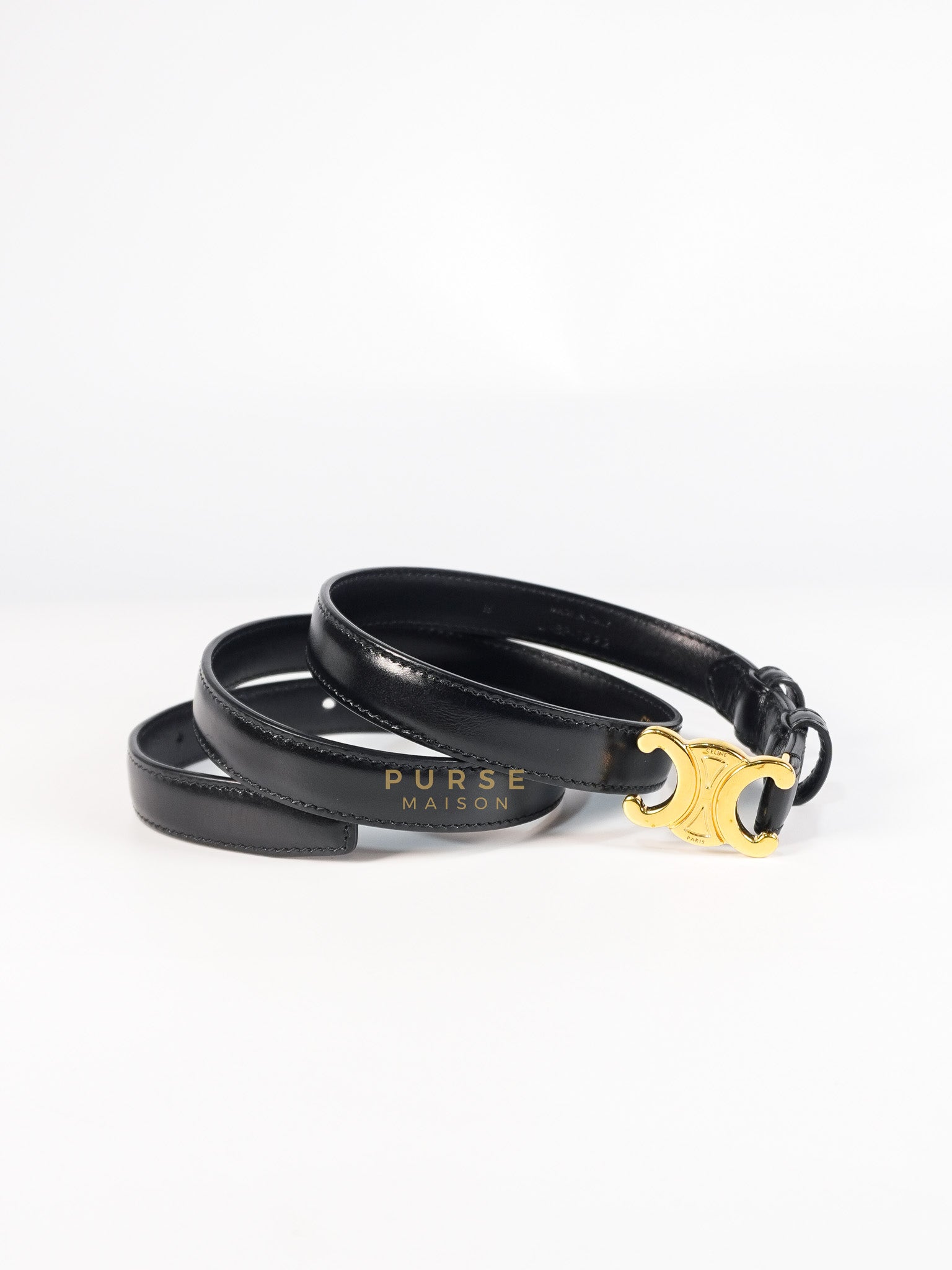 Triomphe Belt in Black & Gold Hardware Size 85 | Purse Maison Luxury Bags Shop