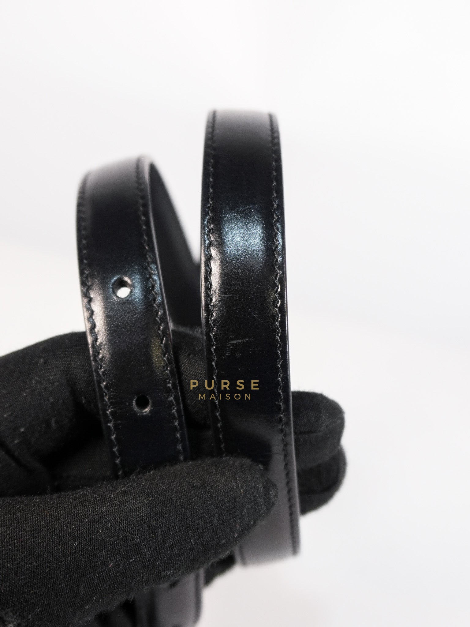 Triomphe Belt in Black & Gold Hardware Size 85 | Purse Maison Luxury Bags Shop