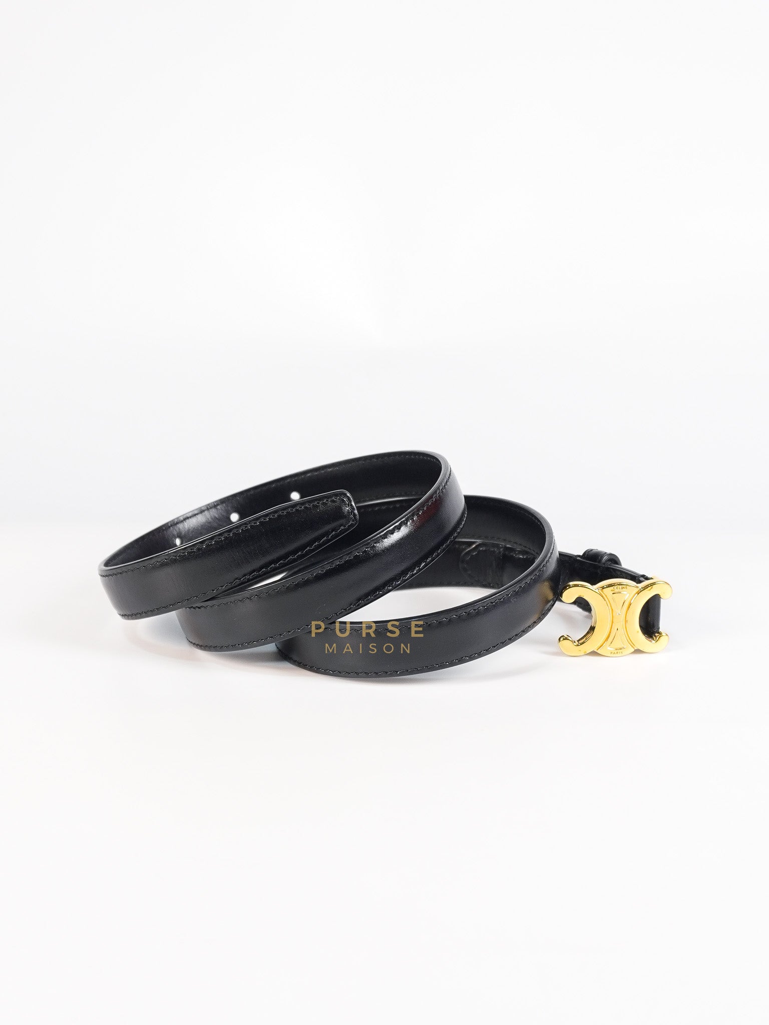Triomphe Belt in Black & Gold Hardware Size 85 | Purse Maison Luxury Bags Shop