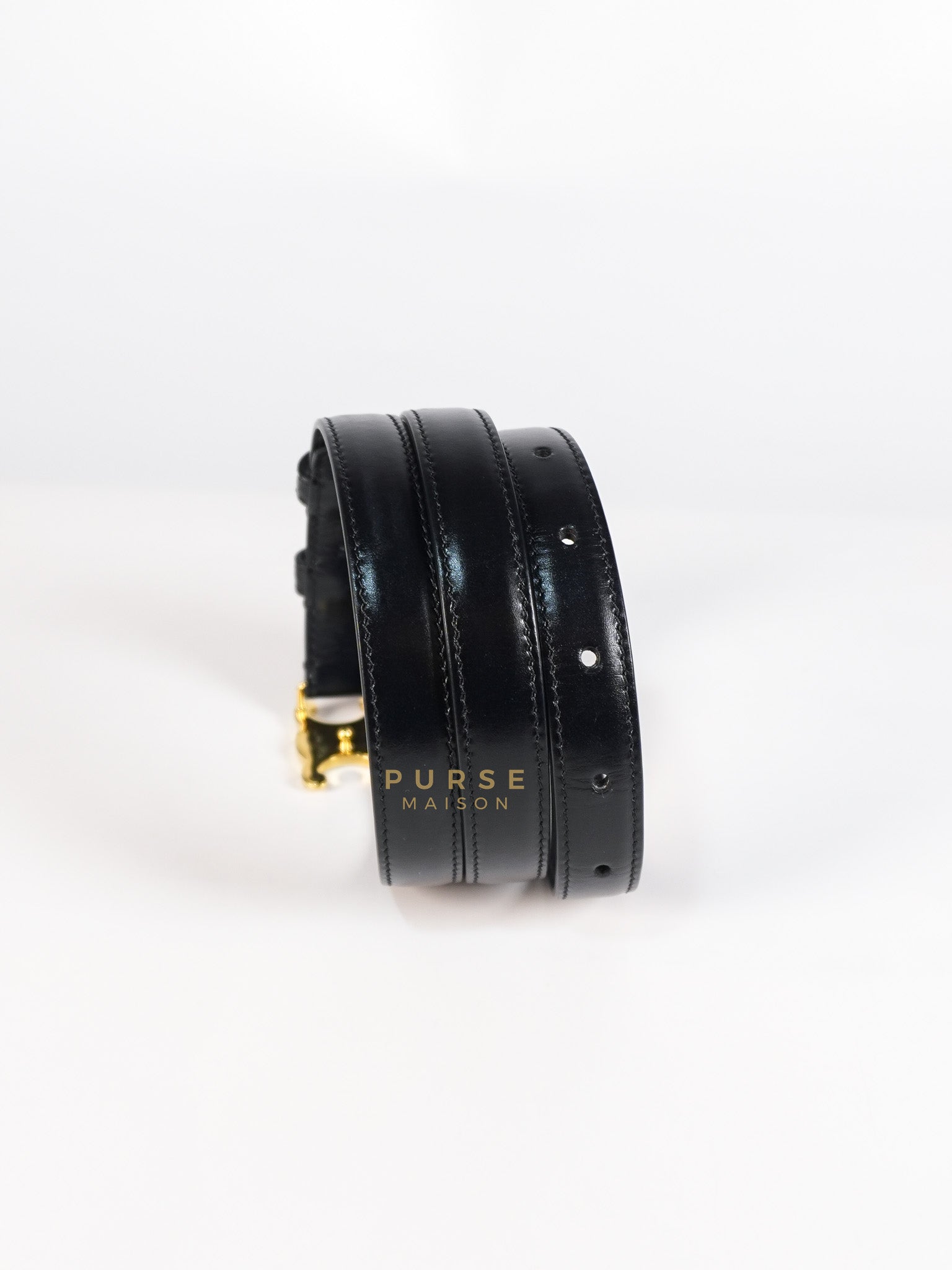 Triomphe Belt in Black & Gold Hardware Size 85 | Purse Maison Luxury Bags Shop