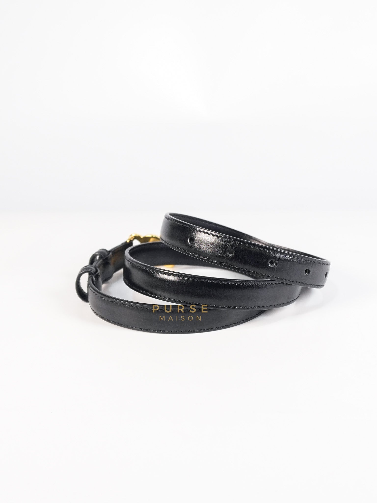 Triomphe Belt in Black & Gold Hardware Size 85 | Purse Maison Luxury Bags Shop