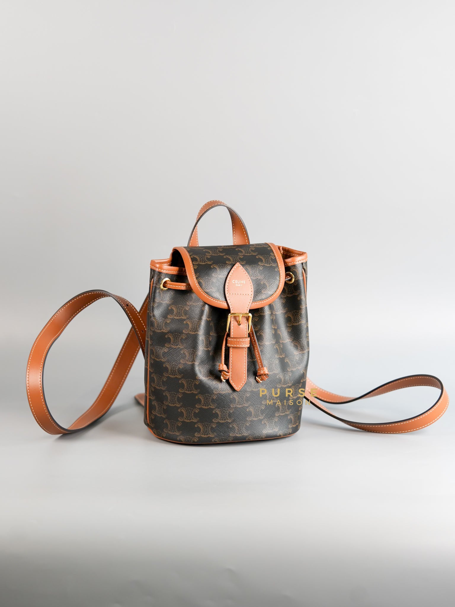 Triomphe Canvas Calfskin Mini Folco Backpack | Purse Maison Luxury Bags Shop