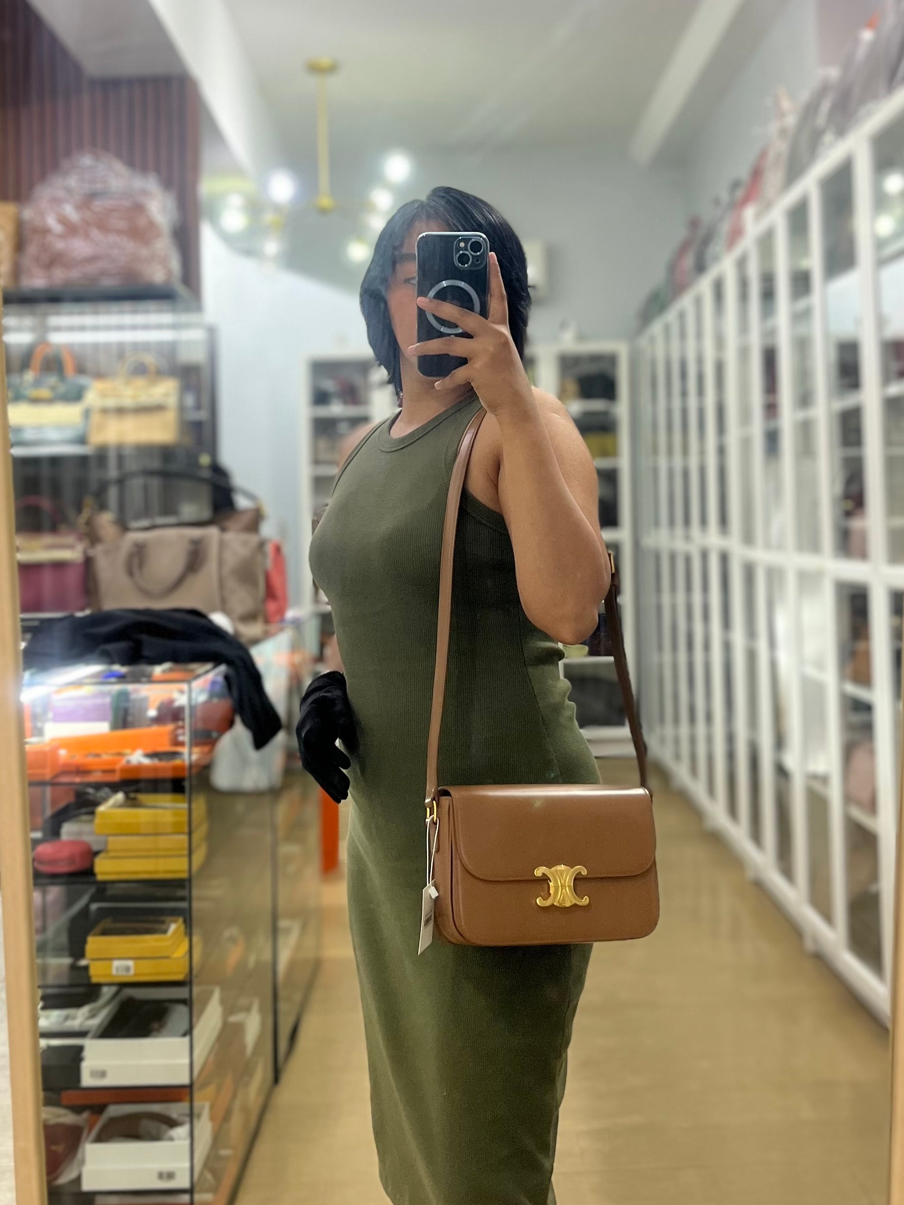 Triomphe Classique Bag Medium in Bronze Calfskin Leather | Purse Maison Luxury Bags Shop
