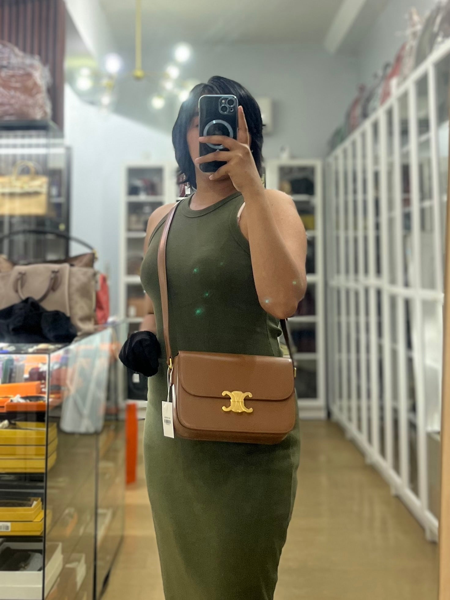 Triomphe Classique Bag Medium in Bronze Calfskin Leather | Purse Maison Luxury Bags Shop