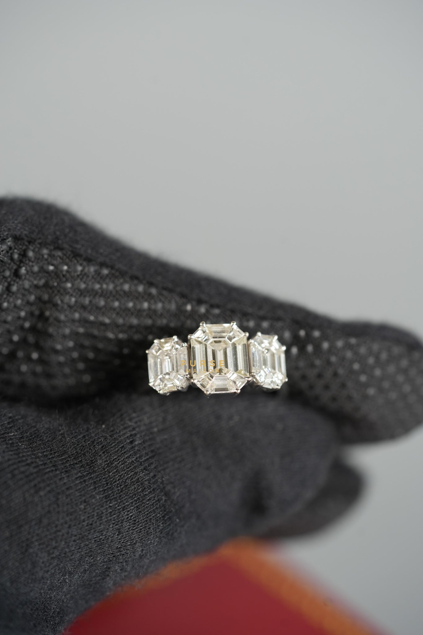 Triple Emerald Cut Diamond Ring in 18k White Gold size 6.25 (1.28 CTW) | Purse Maison Luxury Bags Shop