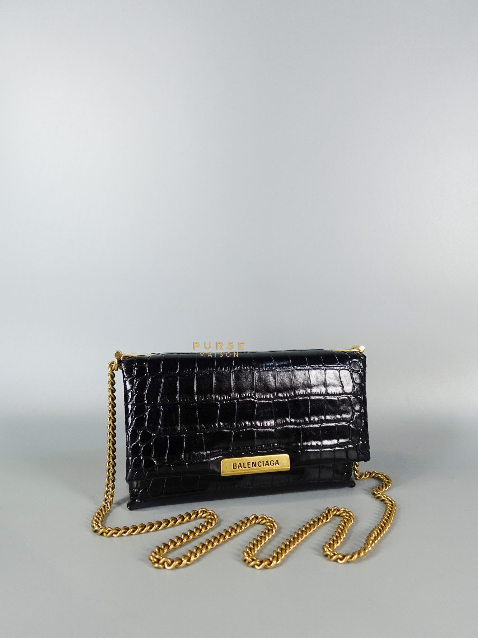 Black Leather Triplet Chain Shoulder Bag | Purse Maison Luxury Bags Shop