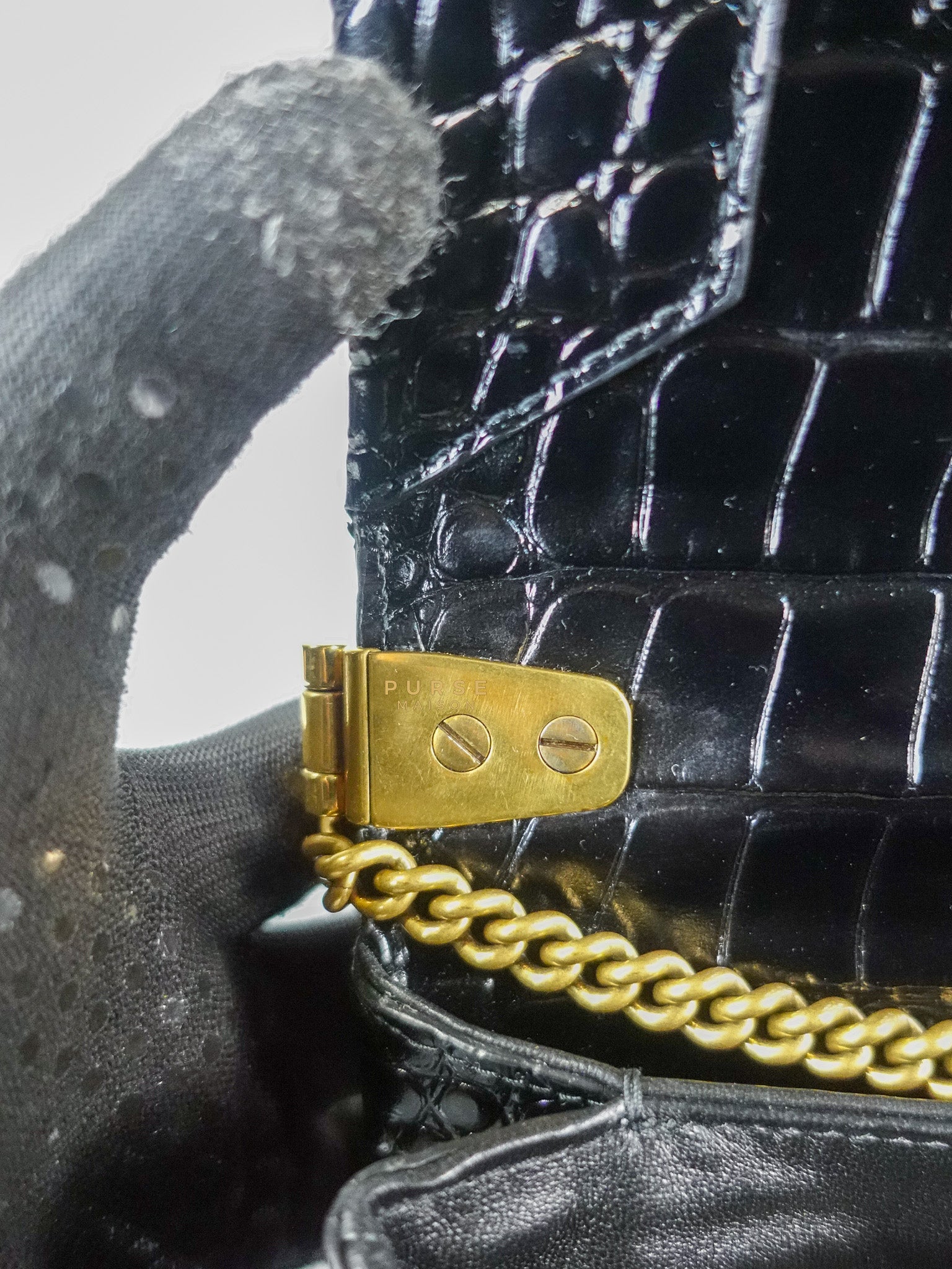 Black Leather Triplet Chain Shoulder Bag | Purse Maison Luxury Bags Shop