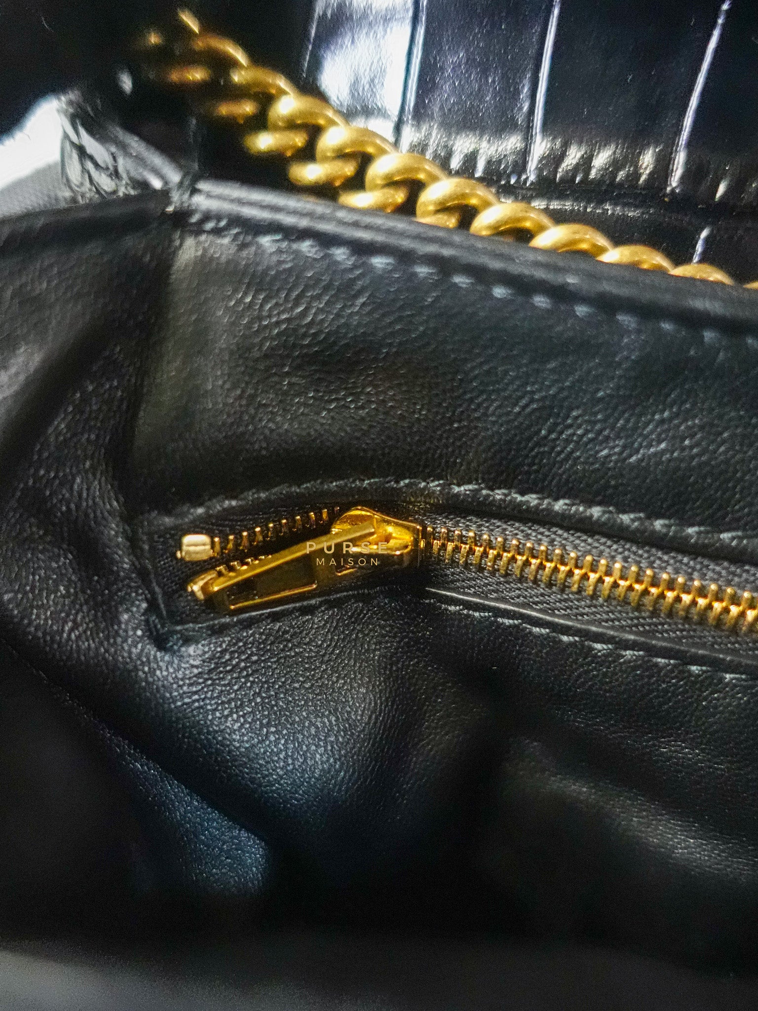 Black Leather Triplet Chain Shoulder Bag | Purse Maison Luxury Bags Shop