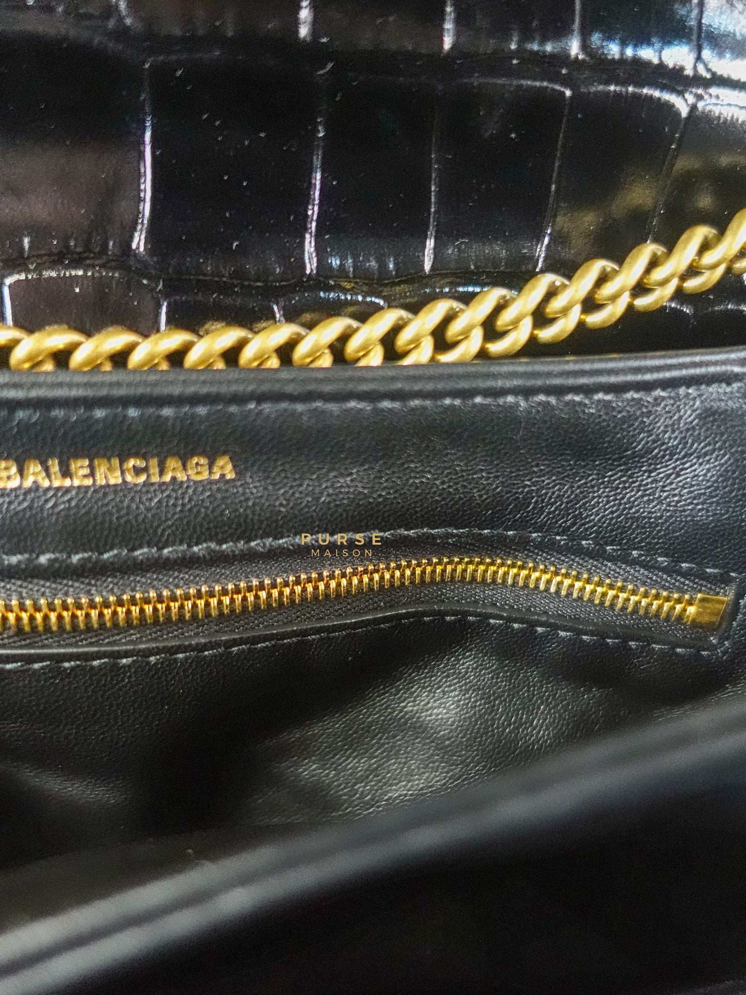 Black Leather Triplet Chain Shoulder Bag | Purse Maison Luxury Bags Shop