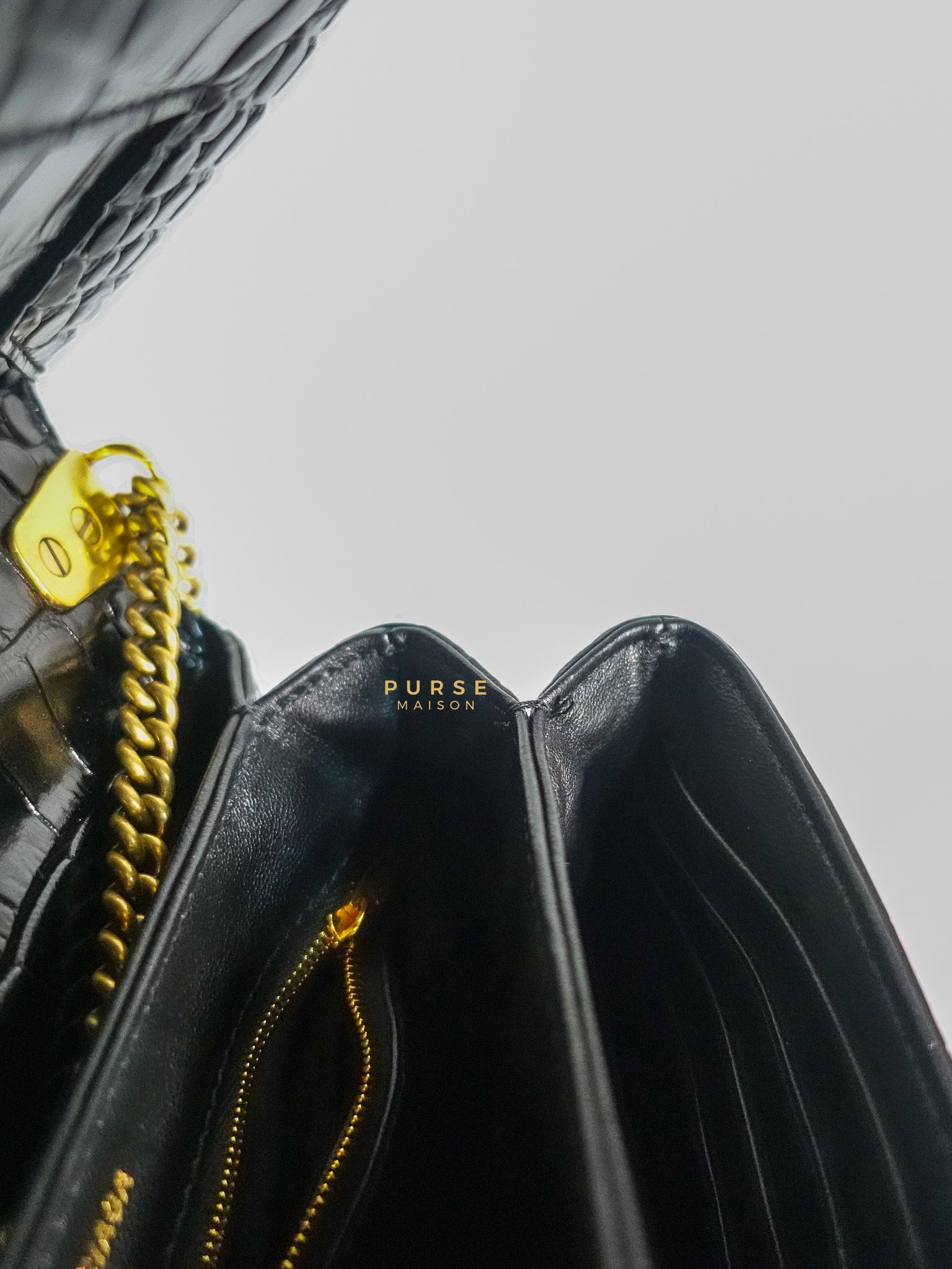 Black Leather Triplet Chain Shoulder Bag | Purse Maison Luxury Bags Shop