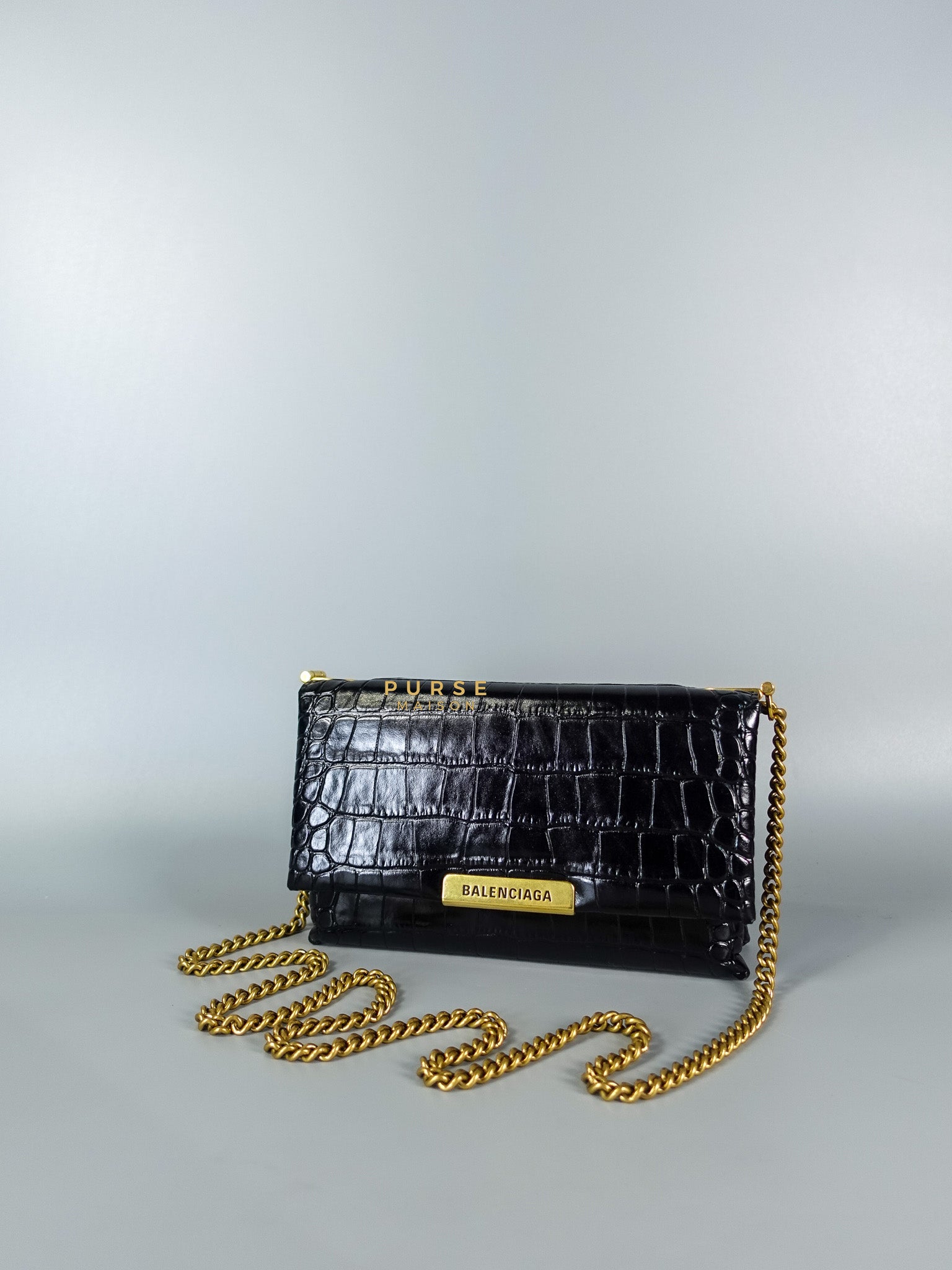 Black Leather Triplet Chain Shoulder Bag | Purse Maison Luxury Bags Shop