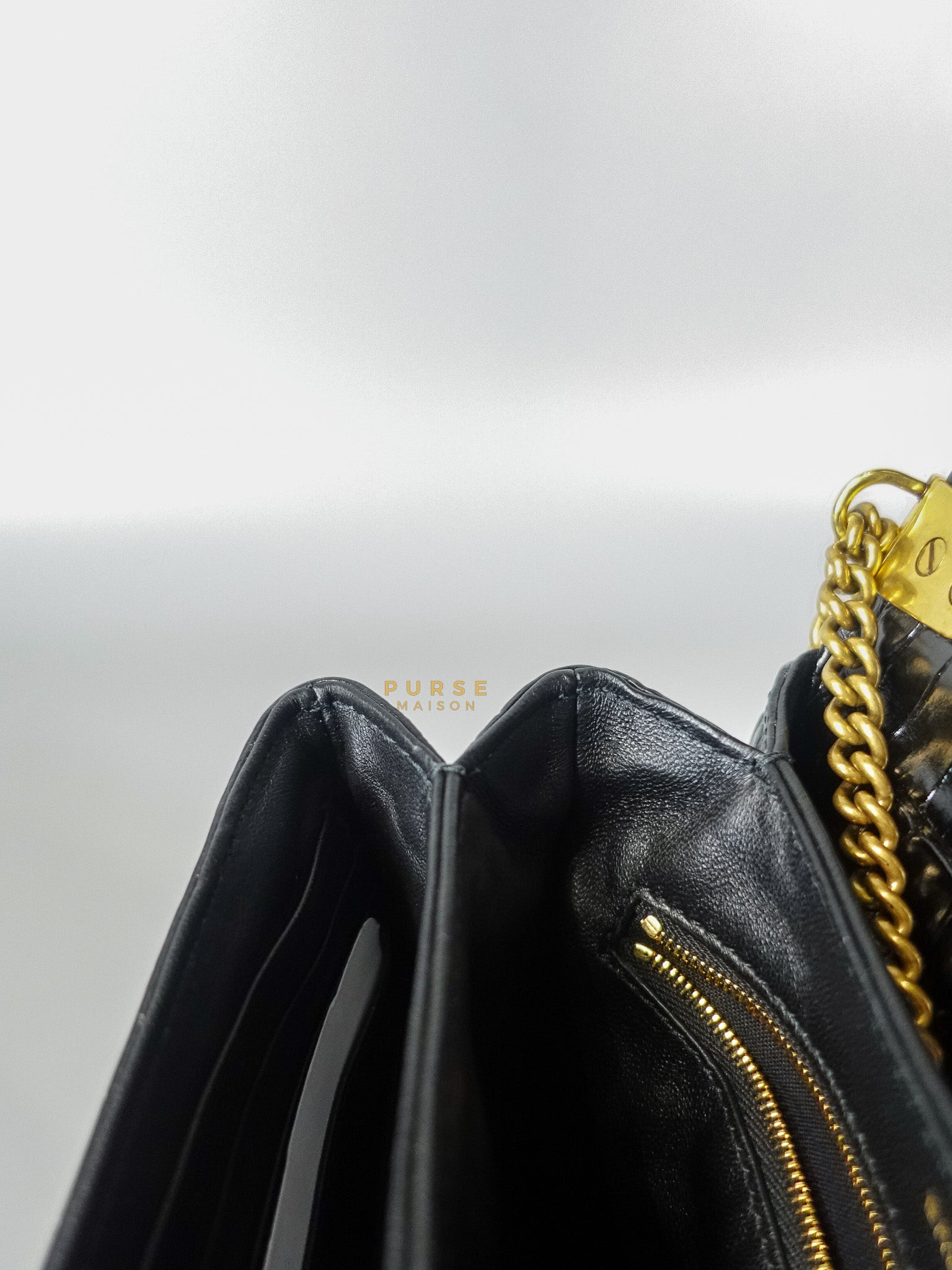 Black Leather Triplet Chain Shoulder Bag | Purse Maison Luxury Bags Shop