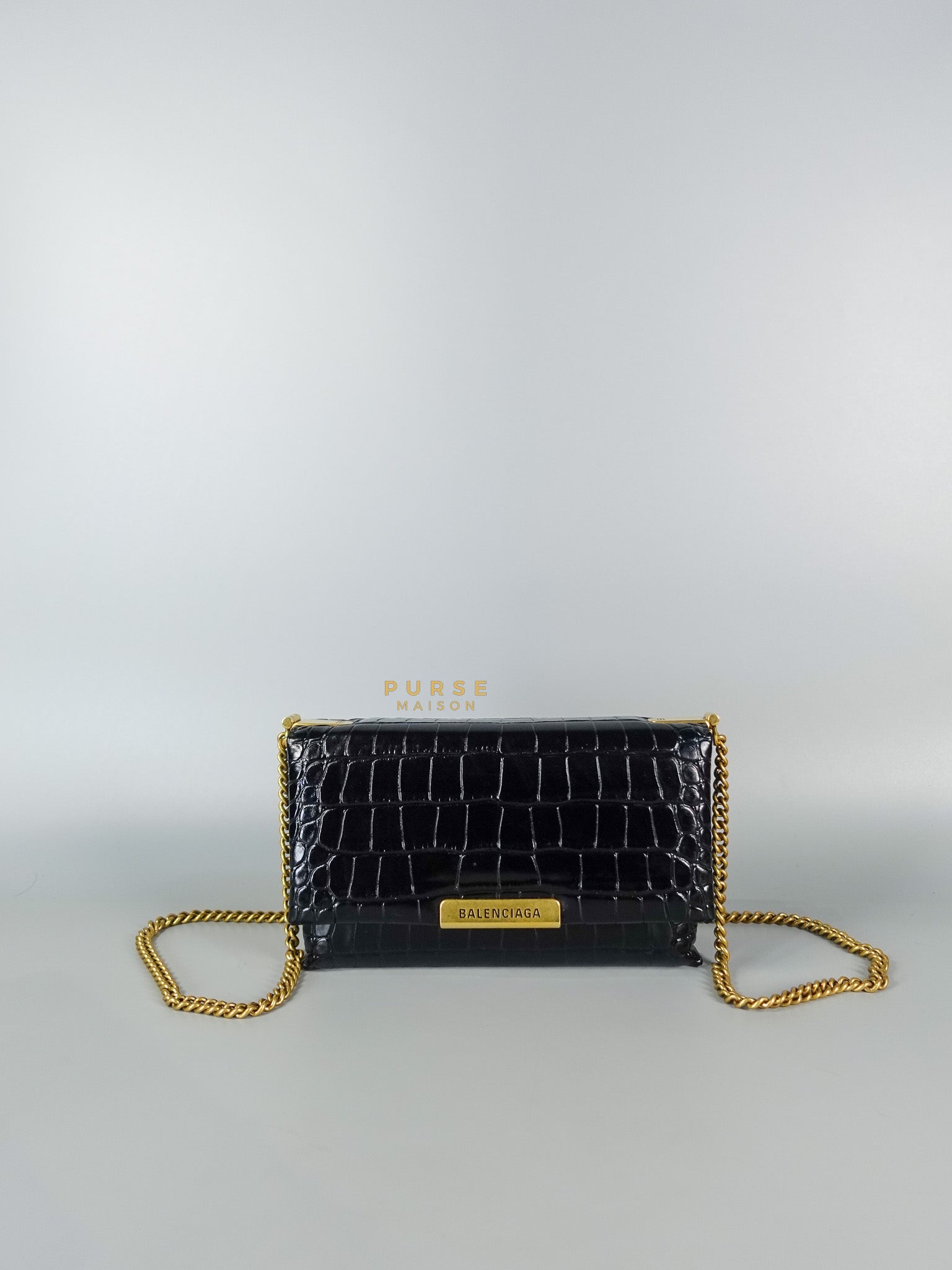 Black Leather Triplet Chain Shoulder Bag | Purse Maison Luxury Bags Shop