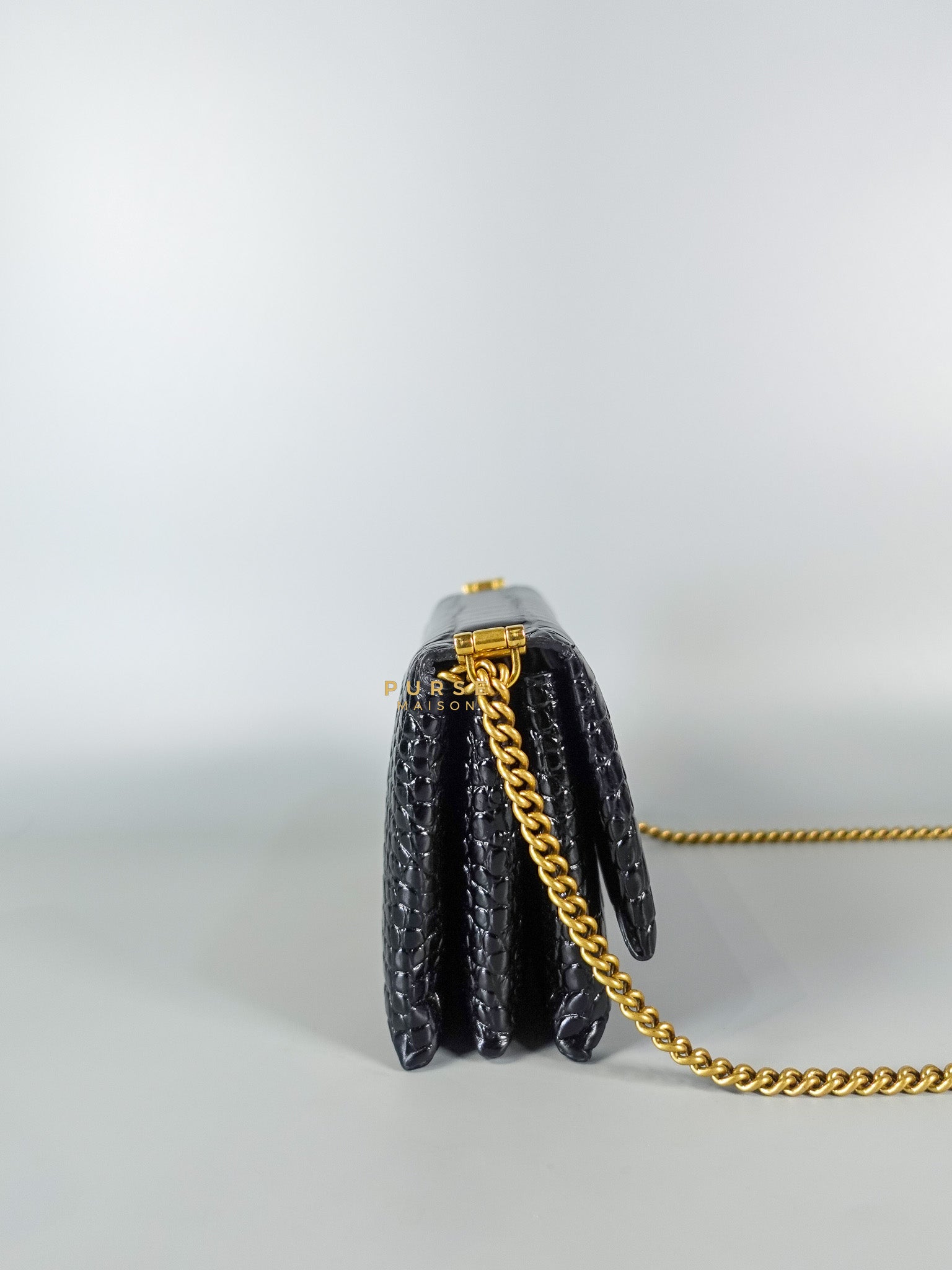 Black Leather Triplet Chain Shoulder Bag | Purse Maison Luxury Bags Shop
