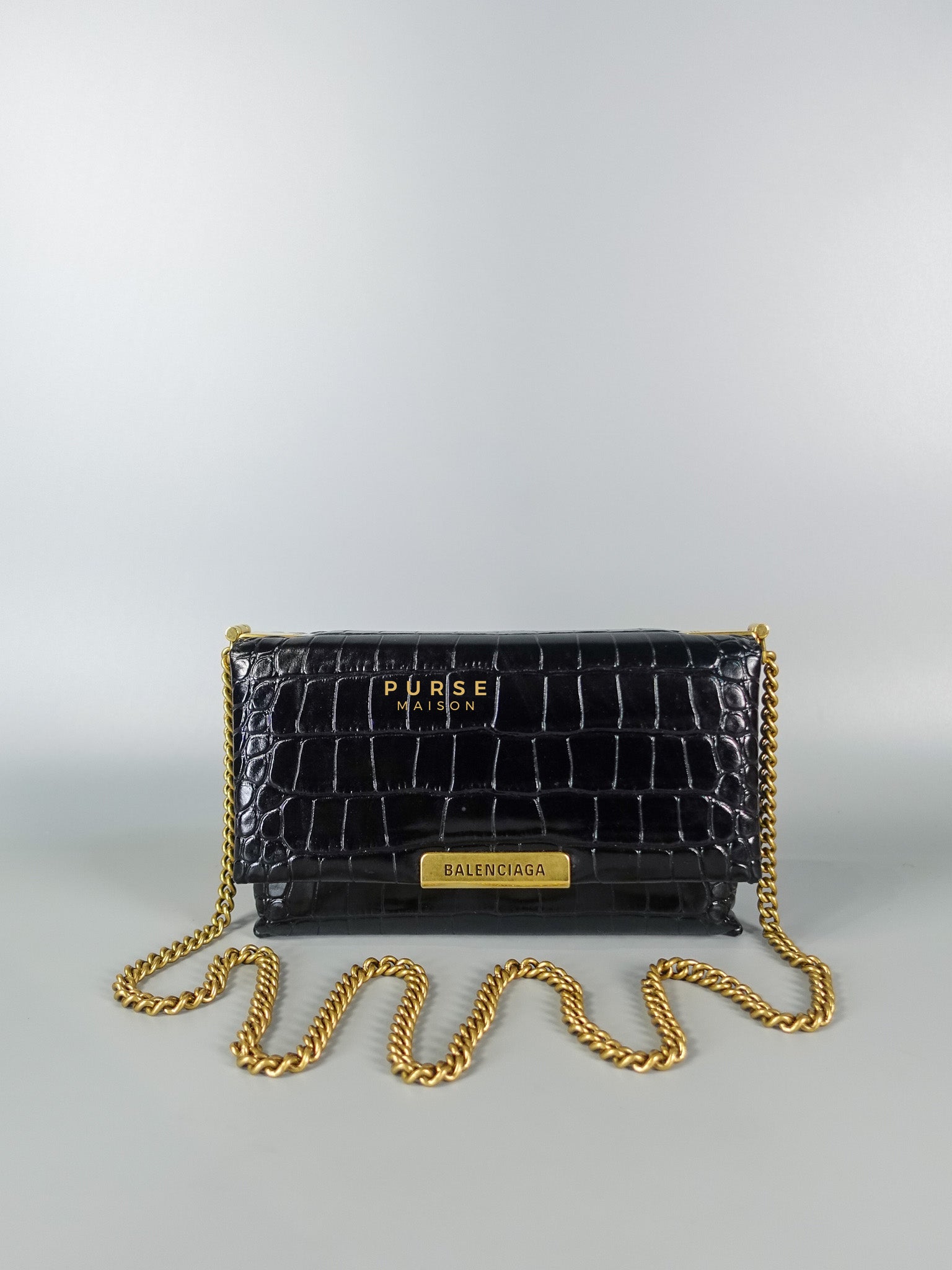 Black Leather Triplet Chain Shoulder Bag | Purse Maison Luxury Bags Shop