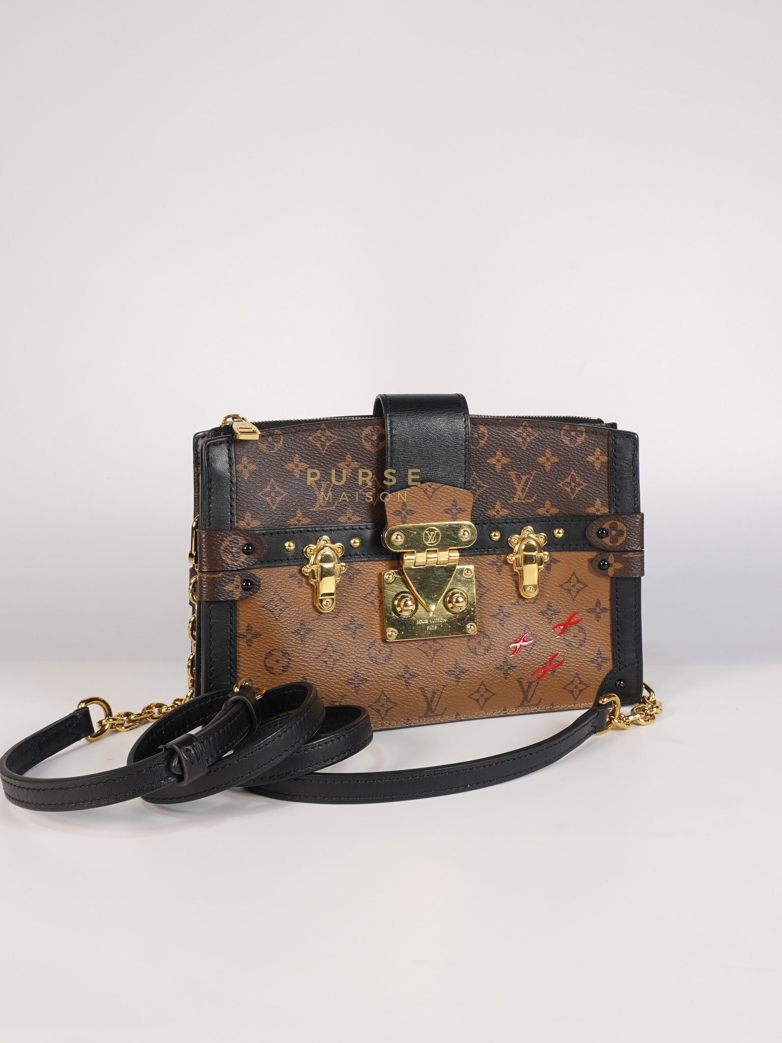 Trunk Clutch Crossbody Bag in Reverse Monogram Canvas | Purse Maison Luxury Bags Shop