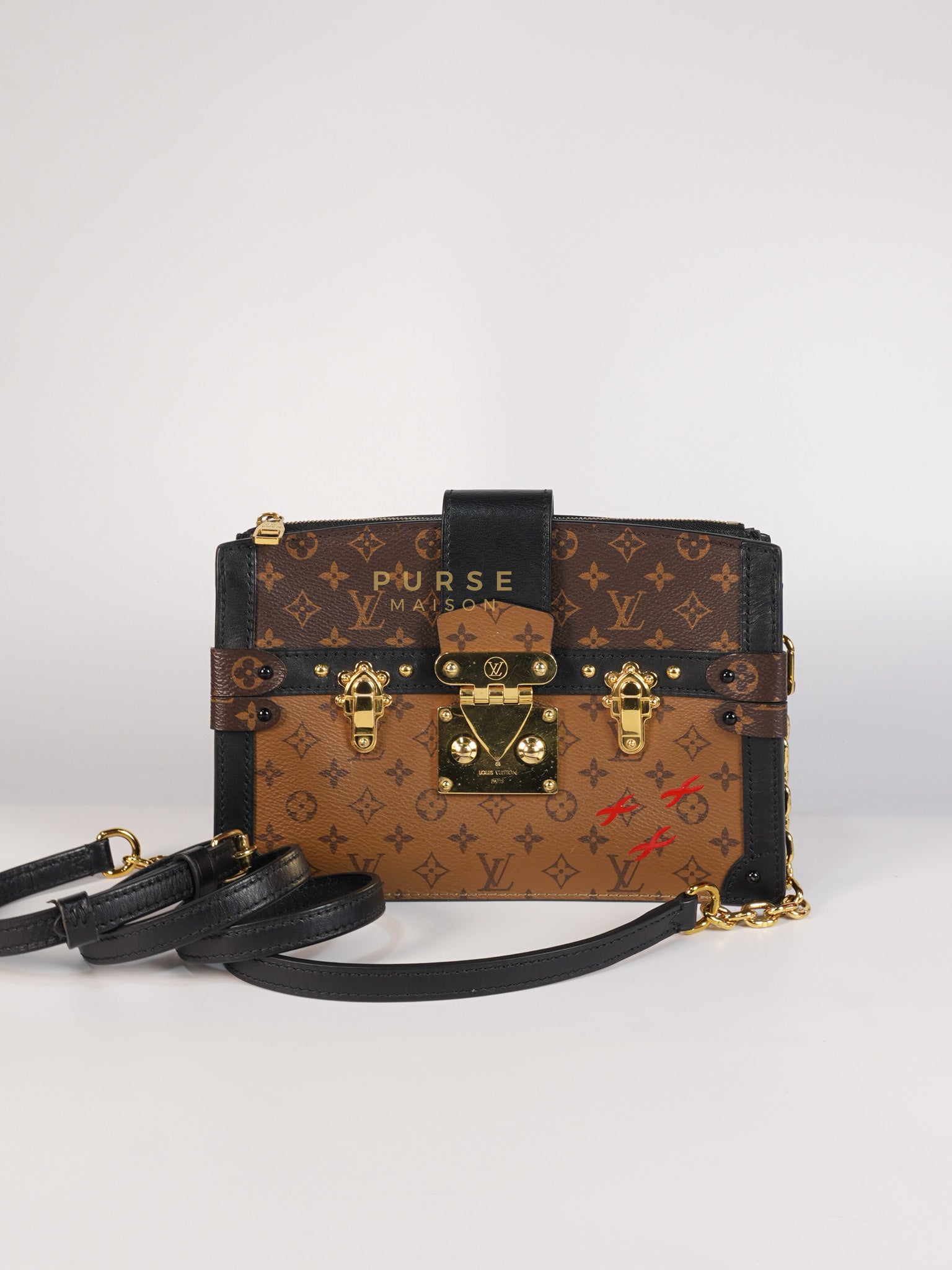 Trunk Clutch Crossbody Bag in Reverse Monogram Canvas | Purse Maison Luxury Bags Shop