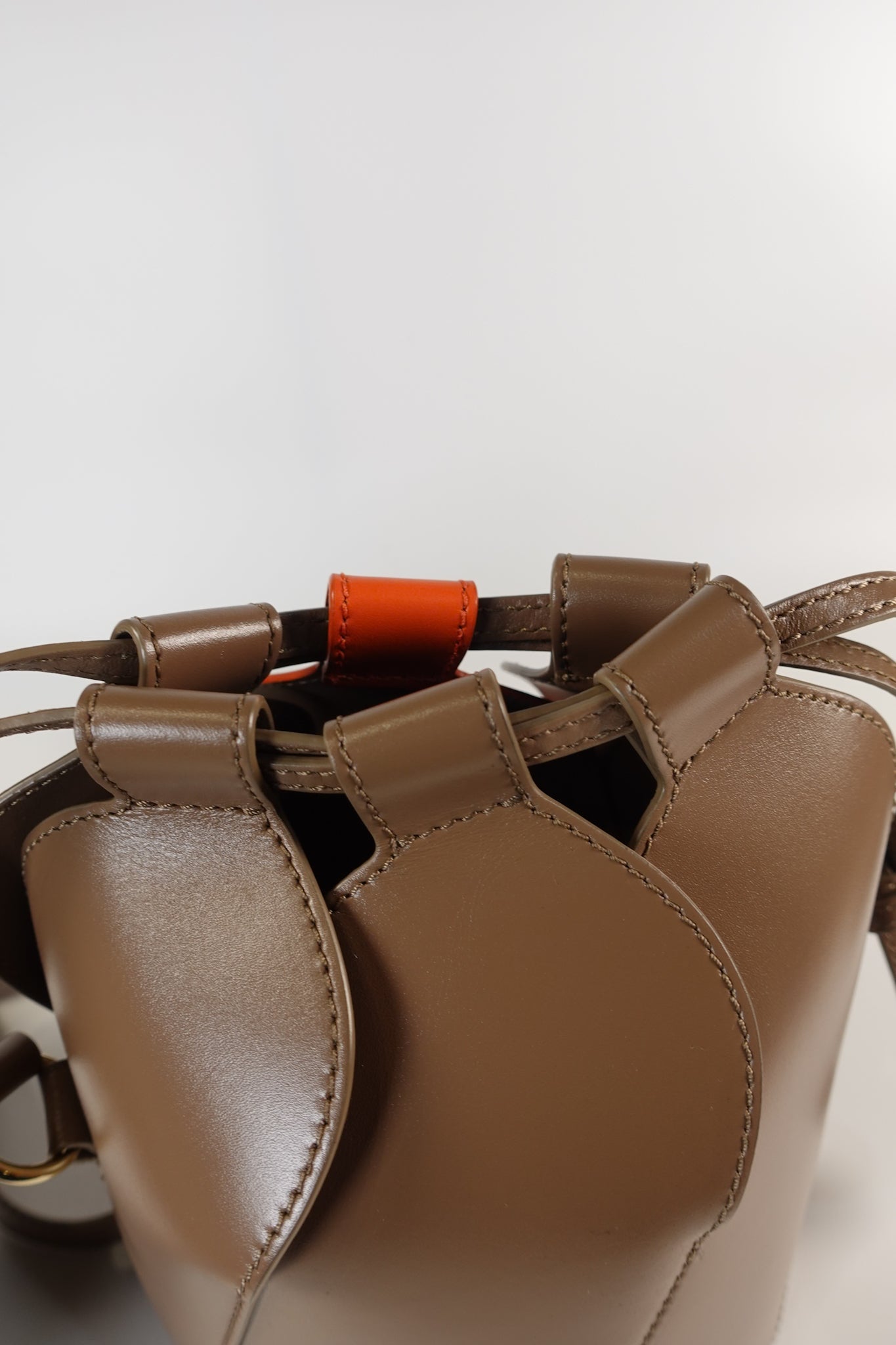 Tulip Small Brown Leather Bucket Bag | Purse Maison Luxury Bags Shop