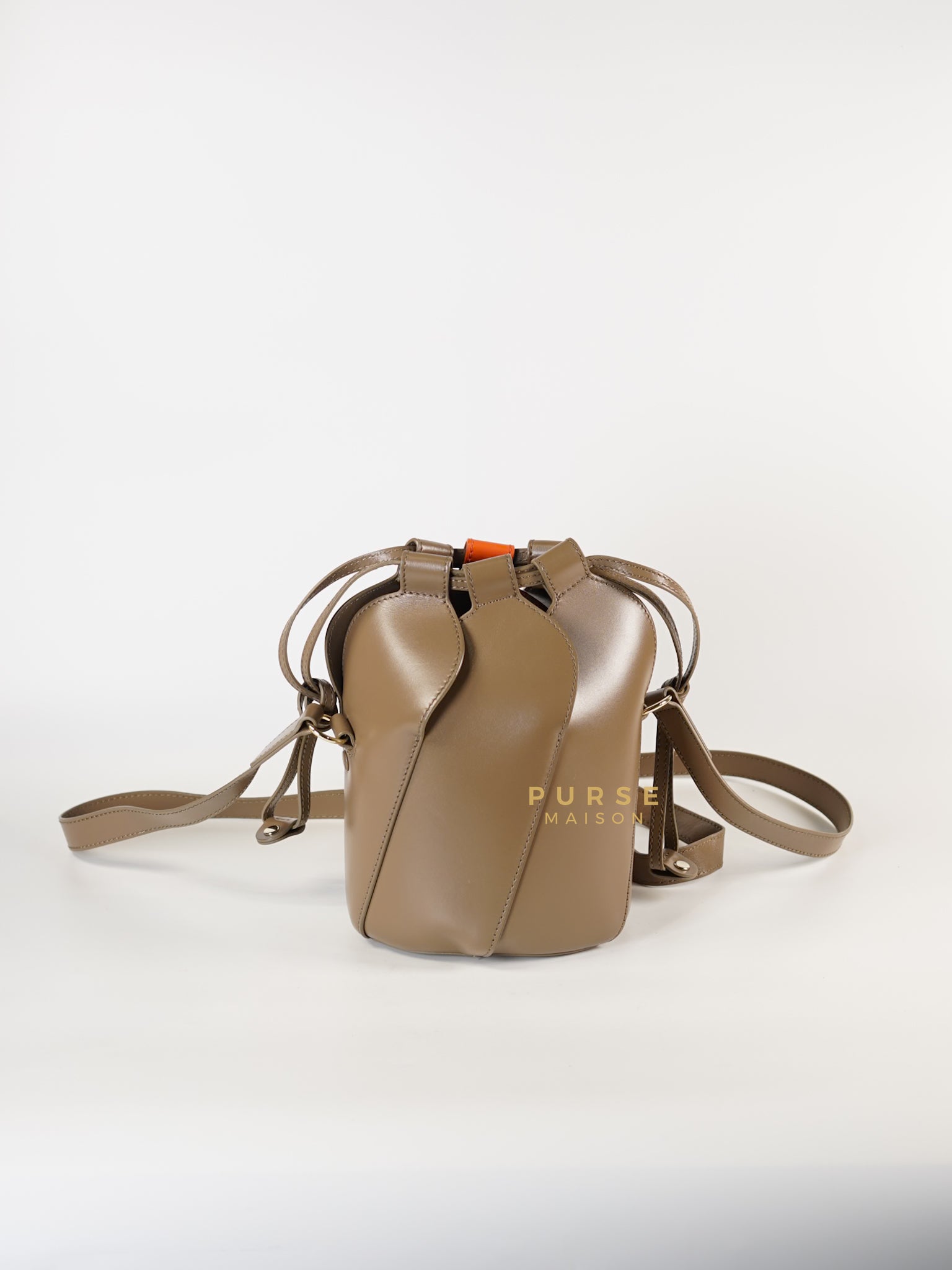 Tulip Small Brown Leather Bucket Bag | Purse Maison Luxury Bags Shop