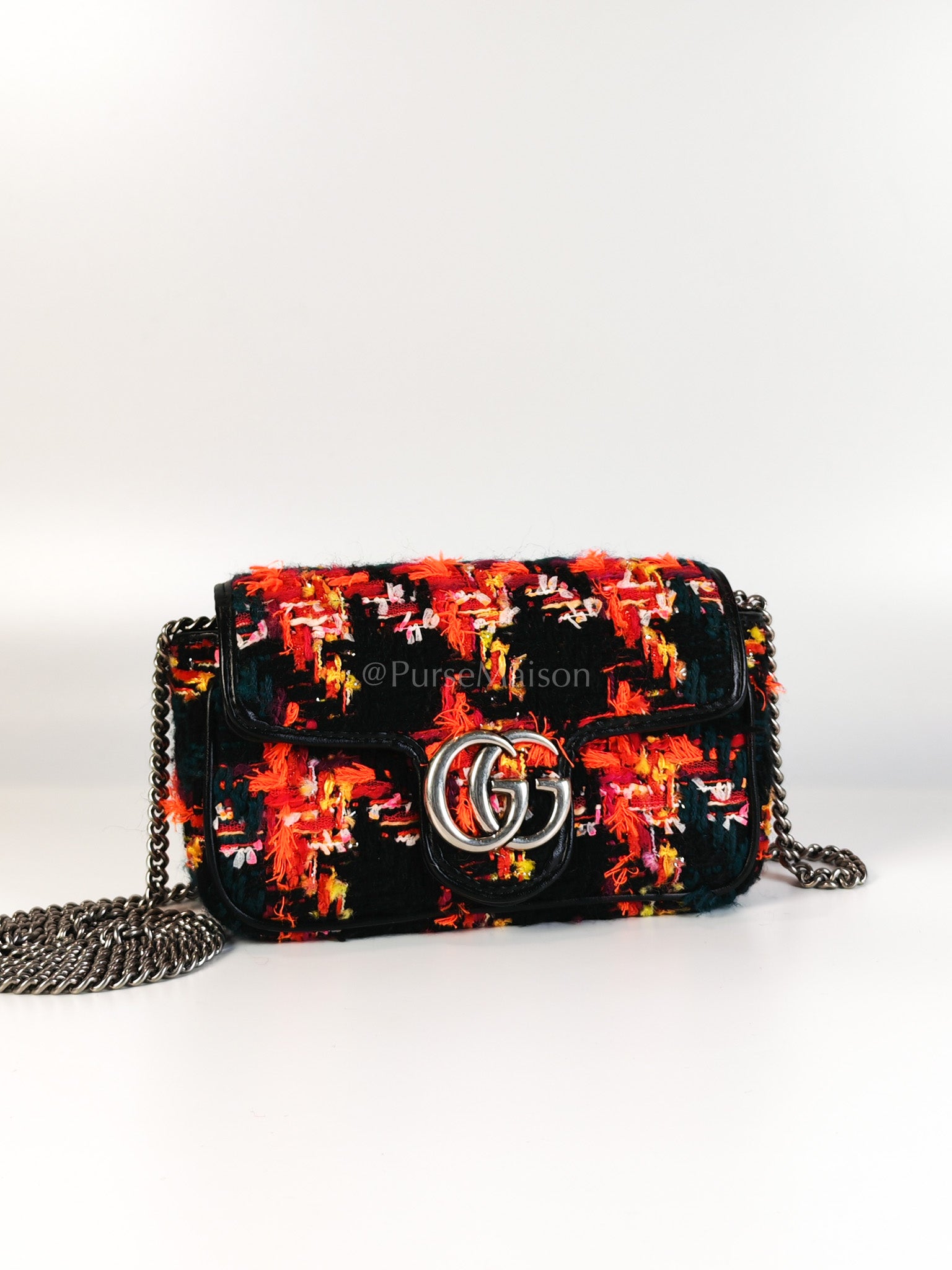 Tweed Multicolor Marmont Super Mini Chain Bag | Purse Maison Luxury Bags Shop