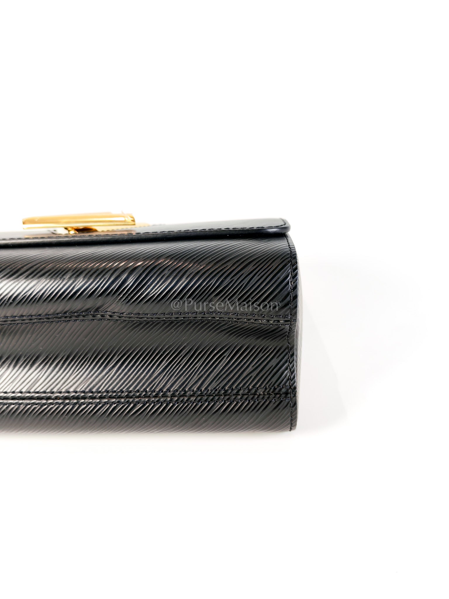 Twist Lock MM in Black Epi Leather Gold Hardware (Microchip) | Purse Maison Luxury Bags Shop