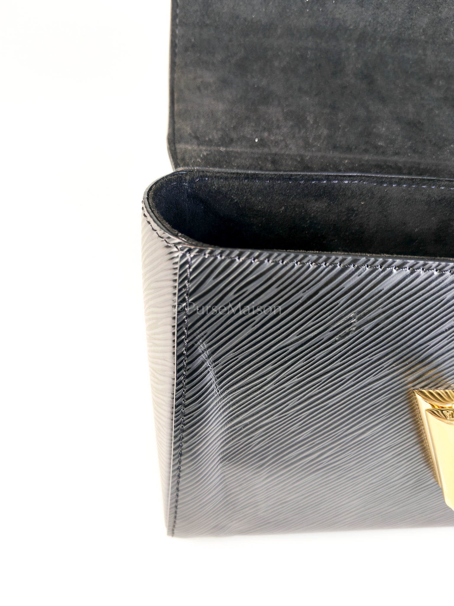 Twist Lock MM in Black Epi Leather Gold Hardware (Microchip) | Purse Maison Luxury Bags Shop