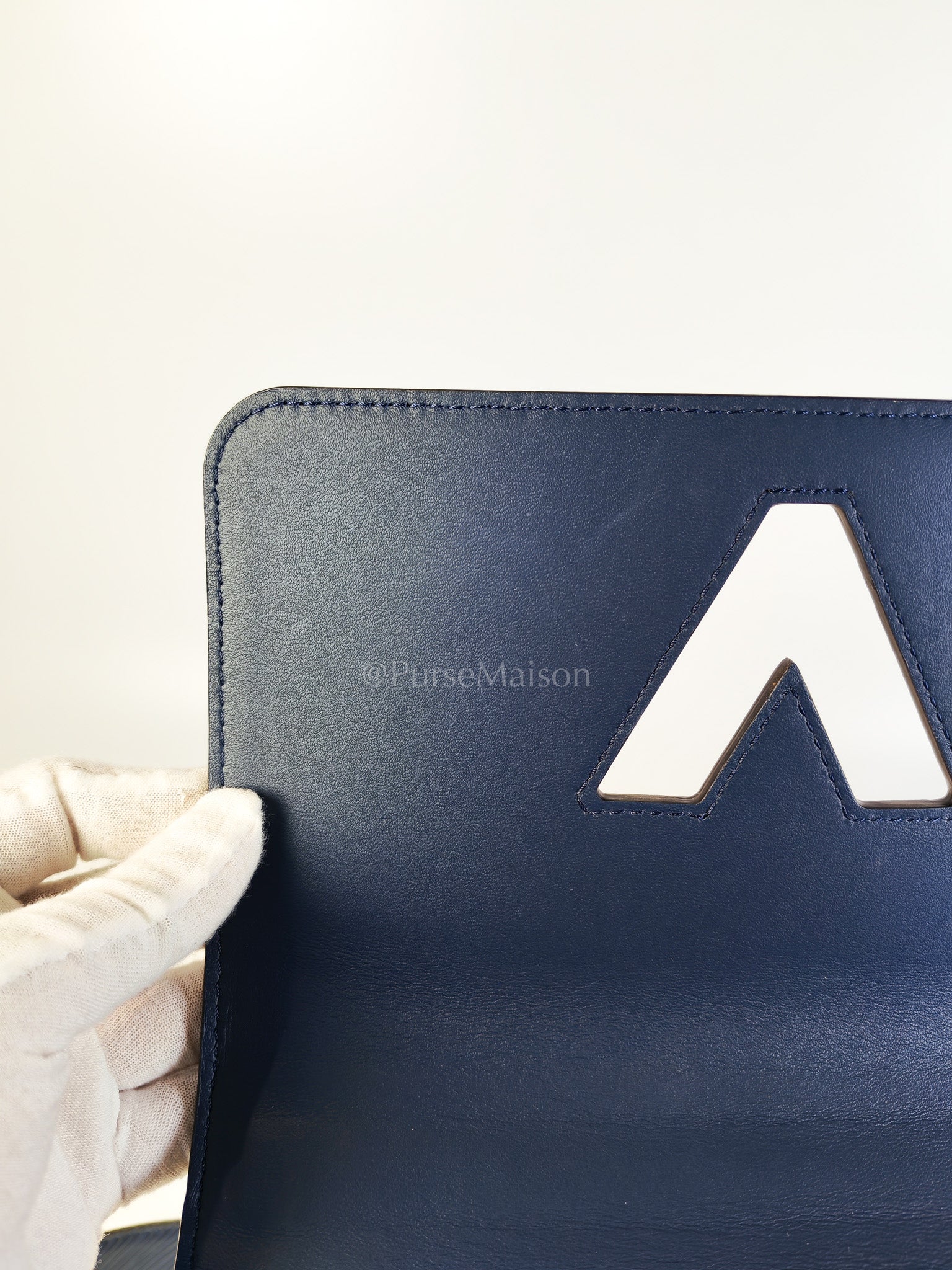 Twist Lock MM in Indigo Epi Leather and Gold Hardware (Microchip) | Purse Maison Luxury Bags Shop