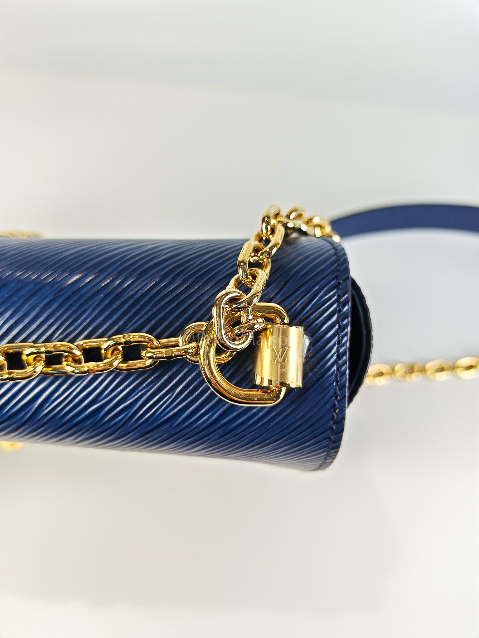Twist Lock MM in Indigo Epi Leather and Gold Hardware (Microchip) | Purse Maison Luxury Bags Shop