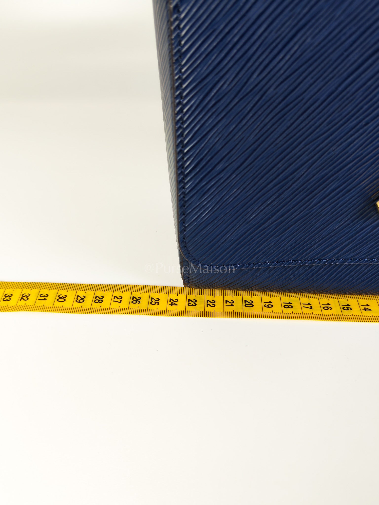 Twist Lock MM in Indigo Epi Leather and Gold Hardware (Microchip) | Purse Maison Luxury Bags Shop