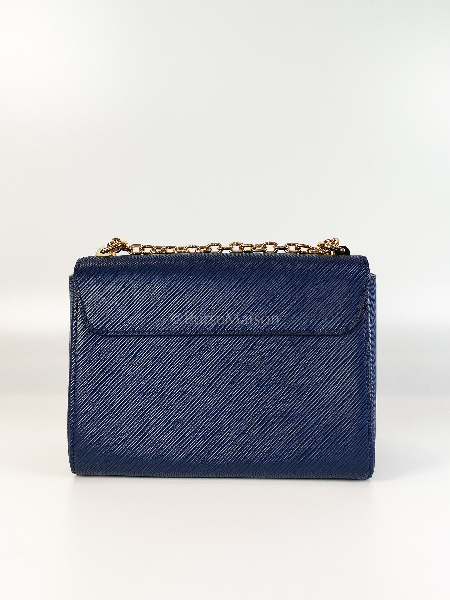 Twist Lock MM in Indigo Epi Leather and Gold Hardware (Microchip) | Purse Maison Luxury Bags Shop