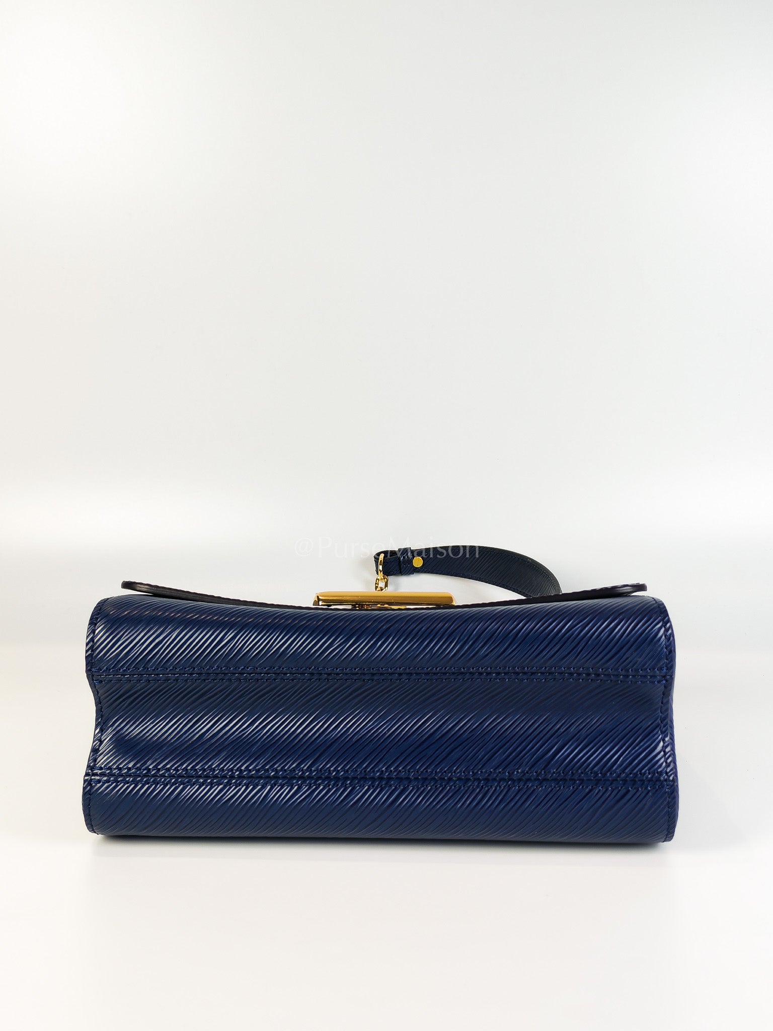 Twist Lock MM in Indigo Epi Leather and Gold Hardware (Microchip) | Purse Maison Luxury Bags Shop