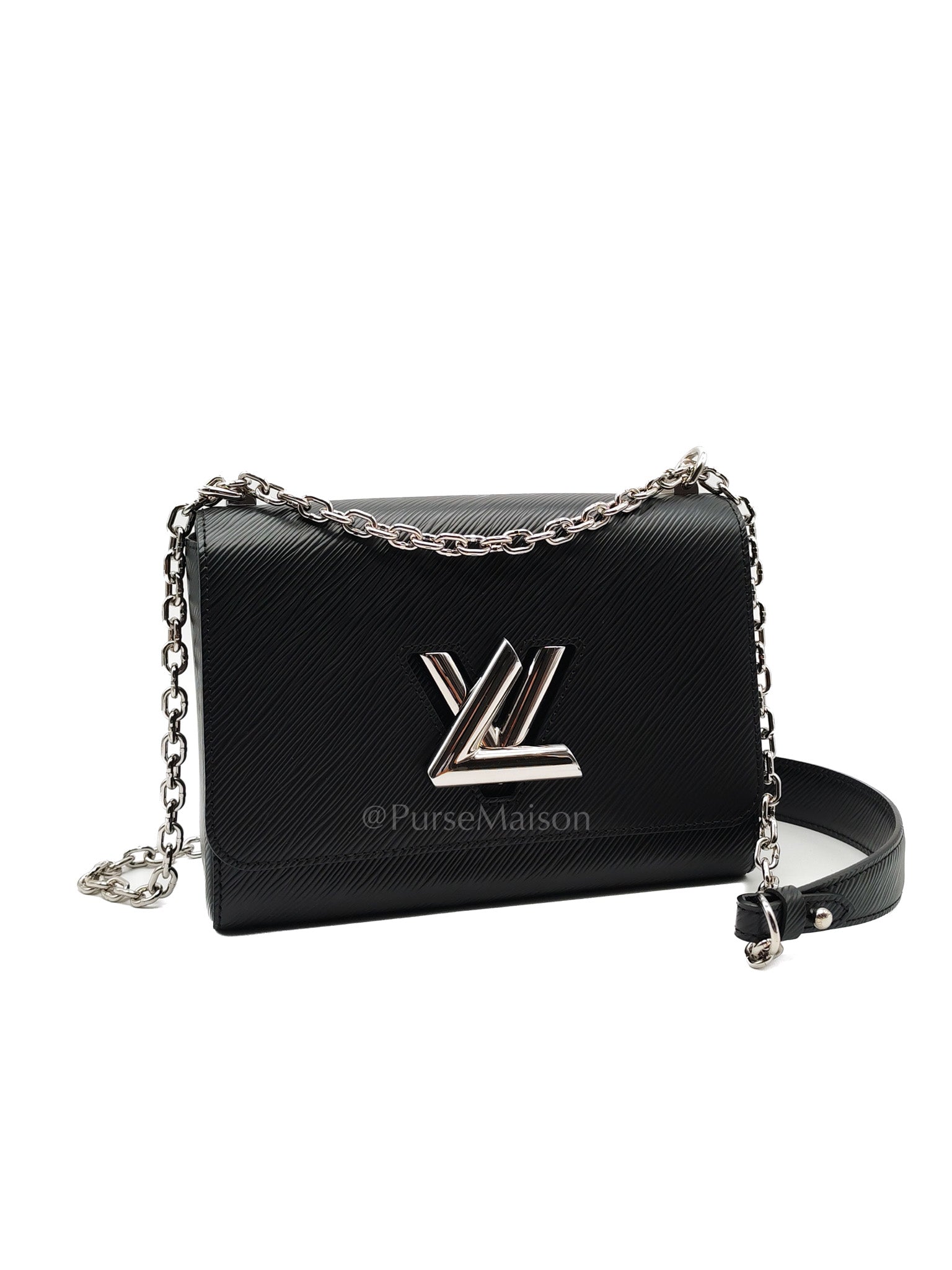 Twist MM Black Epi Leather in Silver Hardware (Microchip) | Purse Maison Luxury Bags Shop