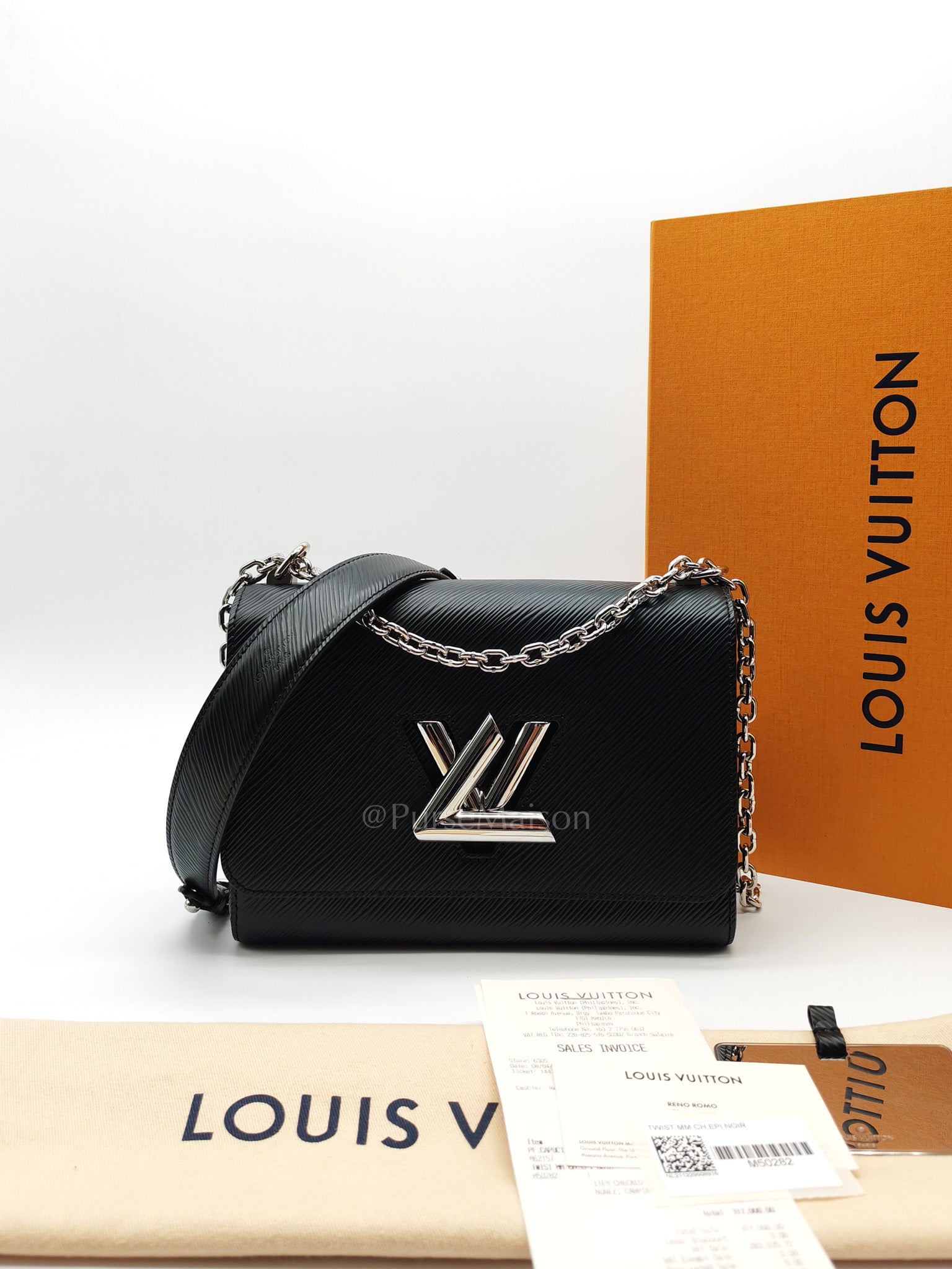 Twist MM Black Epi Leather in Silver Hardware (Microchip) | Purse Maison Luxury Bags Shop