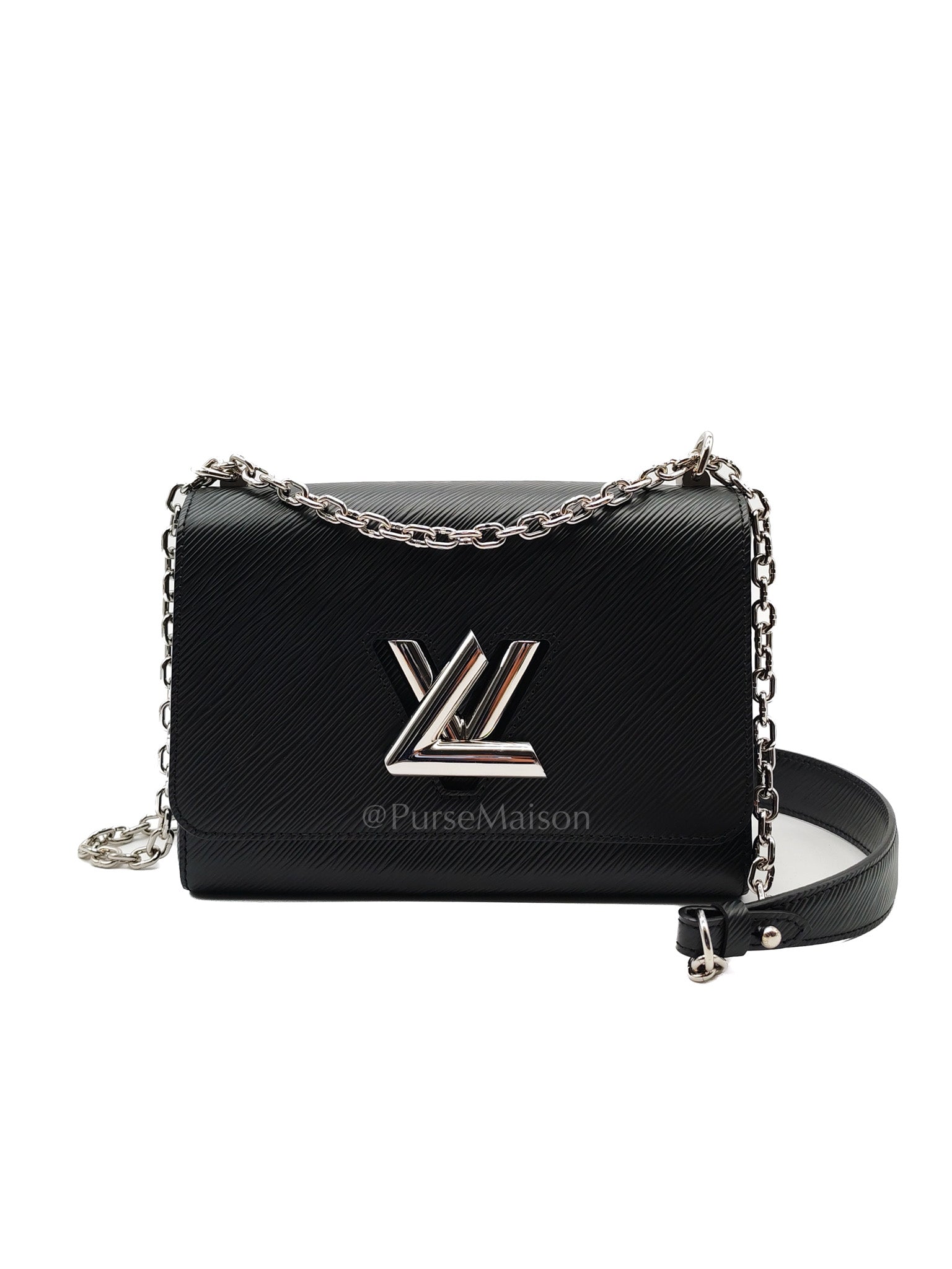 Twist MM Black Epi Leather in Silver Hardware (Microchip) | Purse Maison Luxury Bags Shop